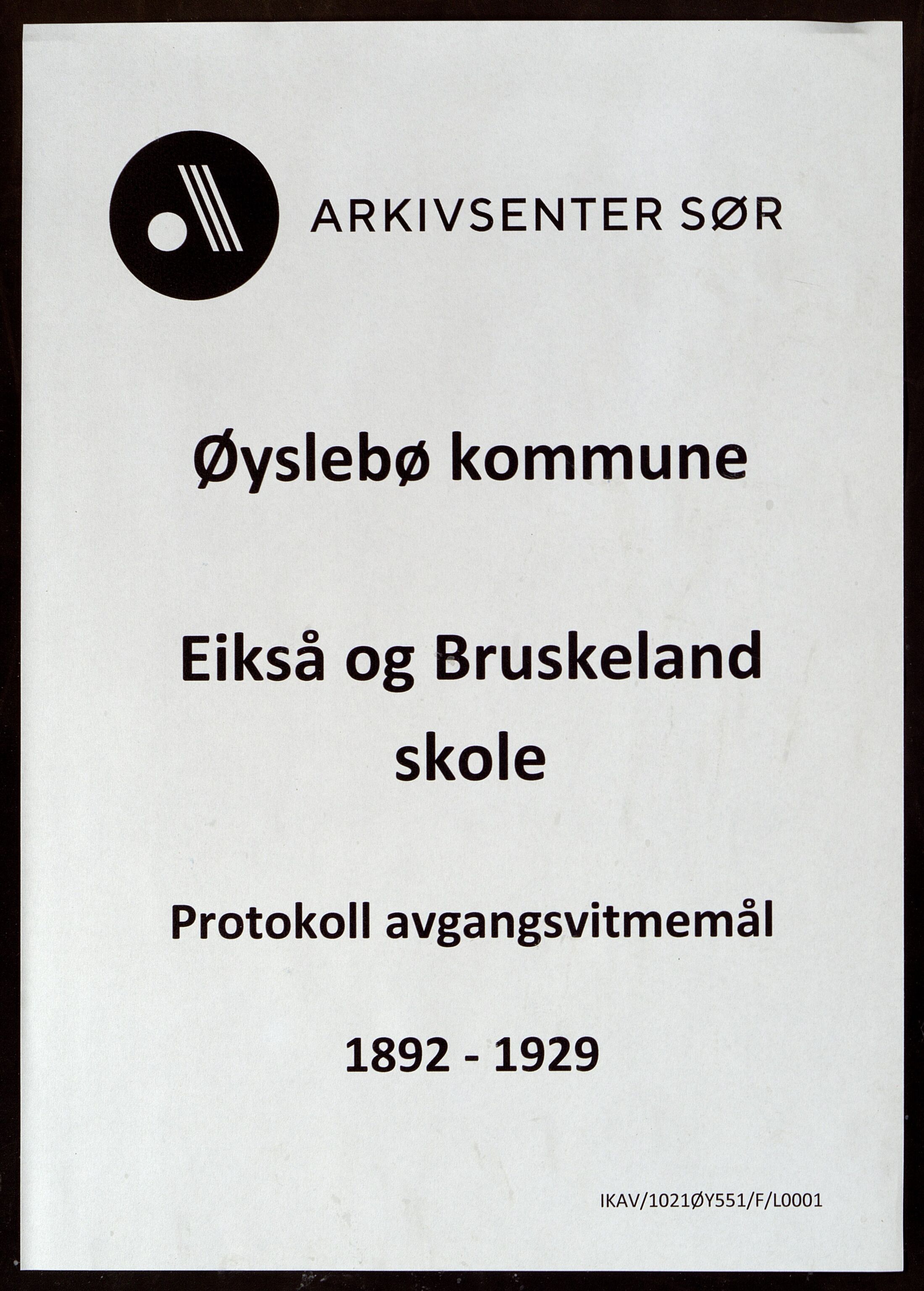 Øyslebø kommune - Eikså Skole, ARKSOR/1021ØY551/F/L0001: Protokoll over avgangsvitensbyrd
(Brunvatne krets 1918 - 1929), 1892-1919