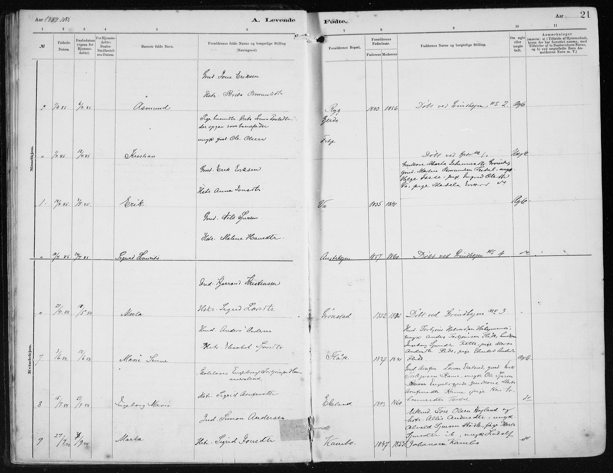 Etne sokneprestembete, AV/SAB-A-75001/H/Haa: Parish register (official) no. B  1, 1879-1919, p. 21