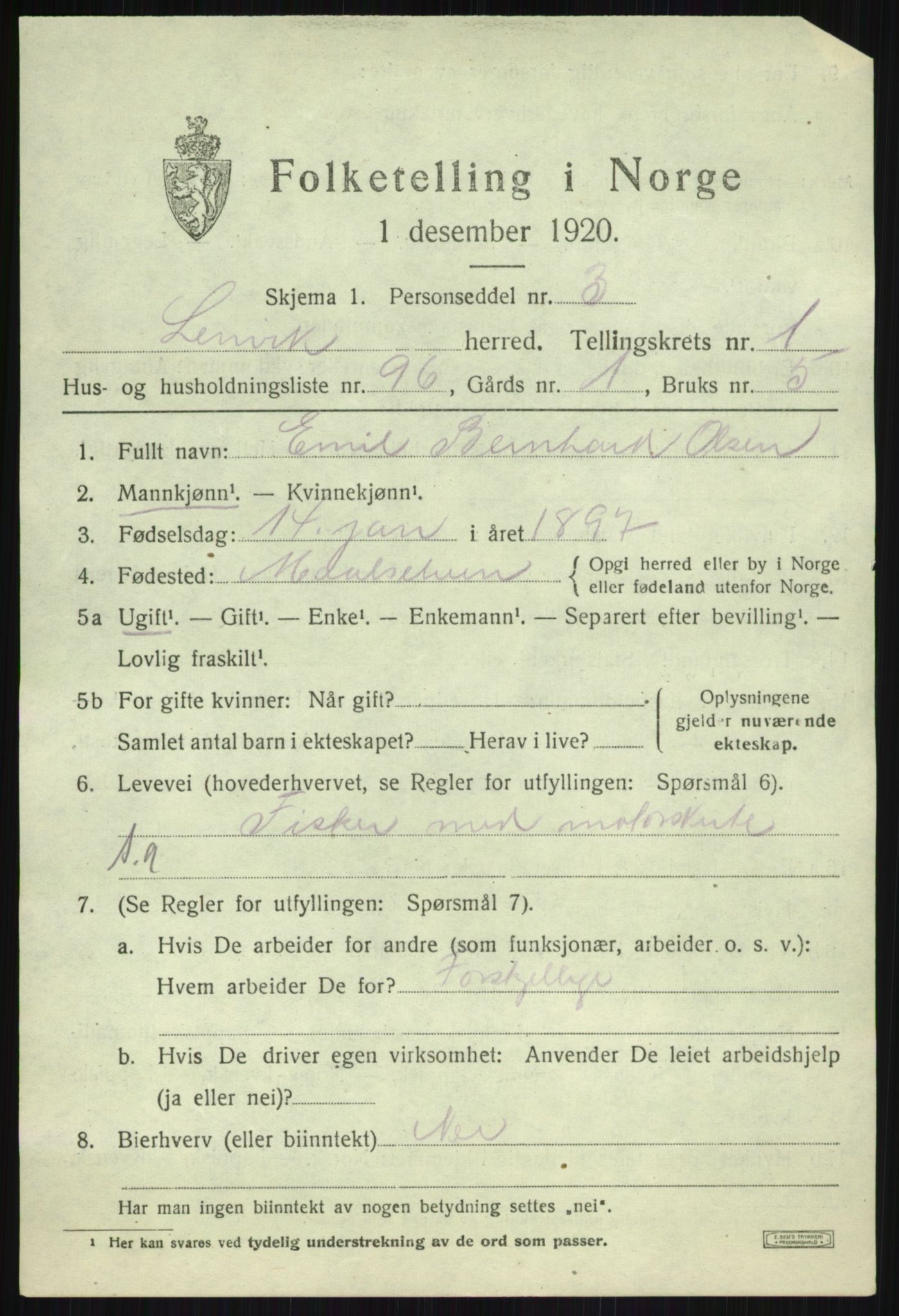 SATØ, 1920 census for Lenvik, 1920, p. 3090