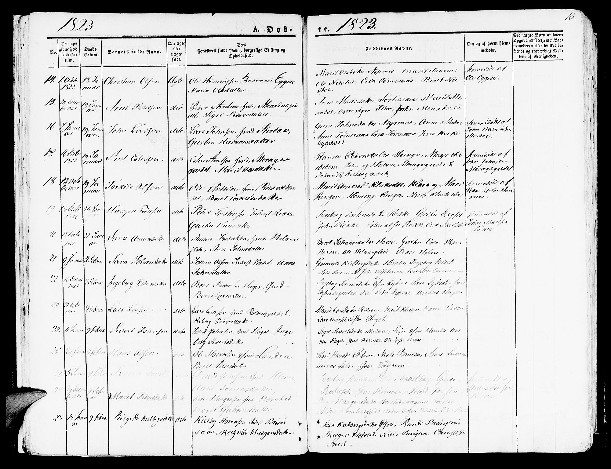 Ministerialprotokoller, klokkerbøker og fødselsregistre - Nord-Trøndelag, SAT/A-1458/709/L0070: Parish register (official) no. 709A10, 1820-1832, p. 16