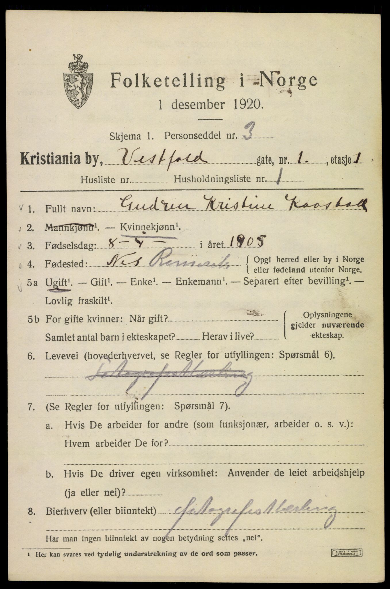 SAO, 1920 census for Kristiania, 1920, p. 631345