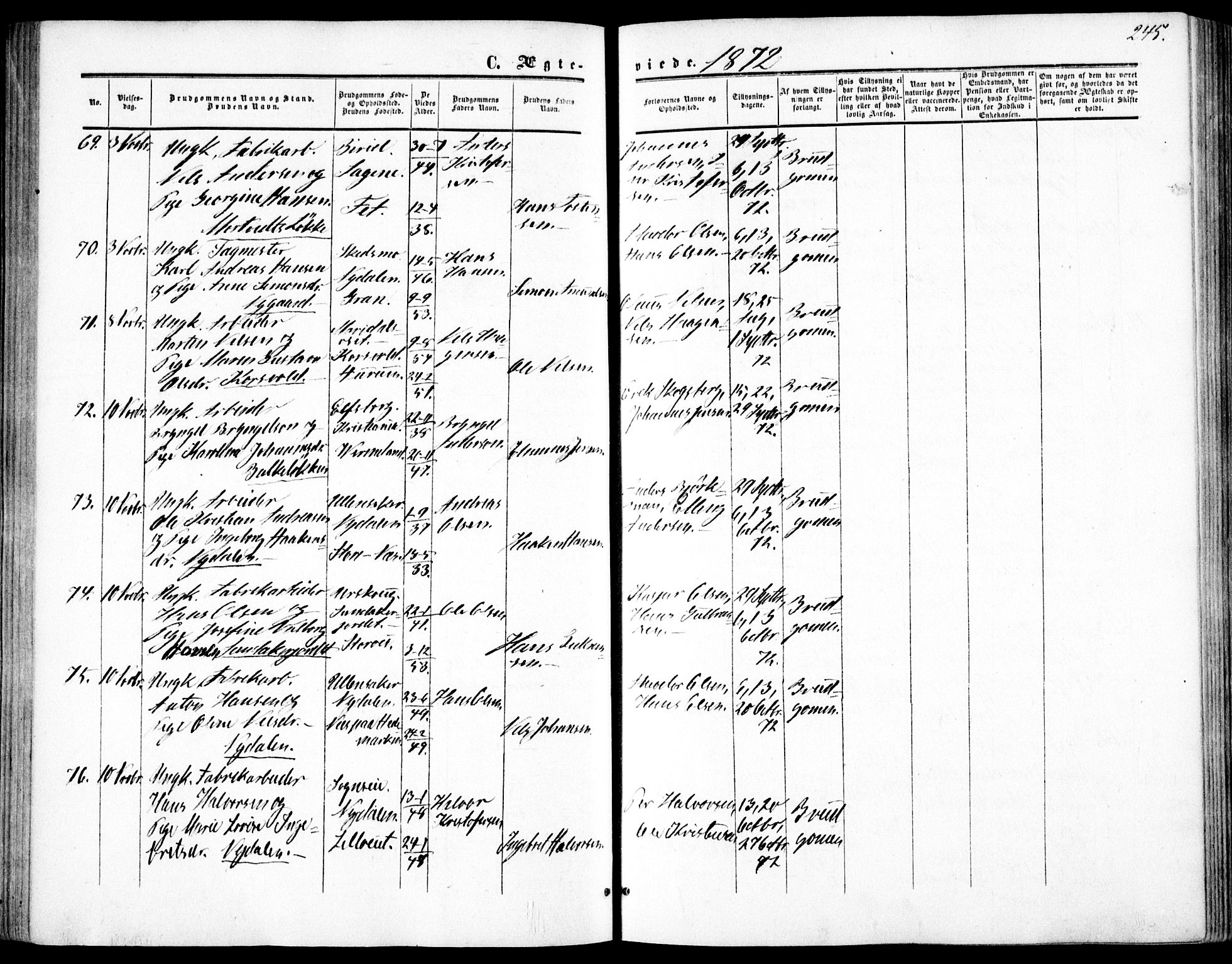 Vestre Aker prestekontor Kirkebøker, SAO/A-10025/F/Fa/L0002: Parish register (official) no. 2, 1855-1877, p. 245