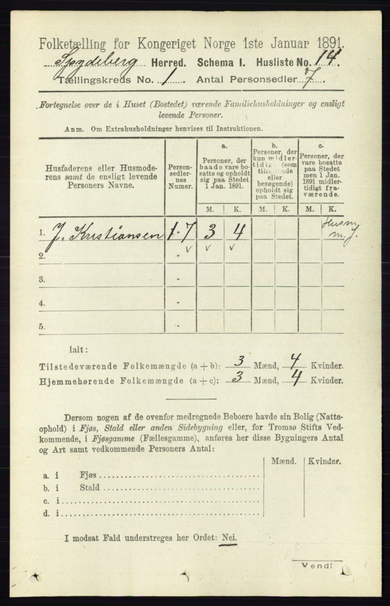 RA, 1891 census for 0123 Spydeberg, 1891, p. 49