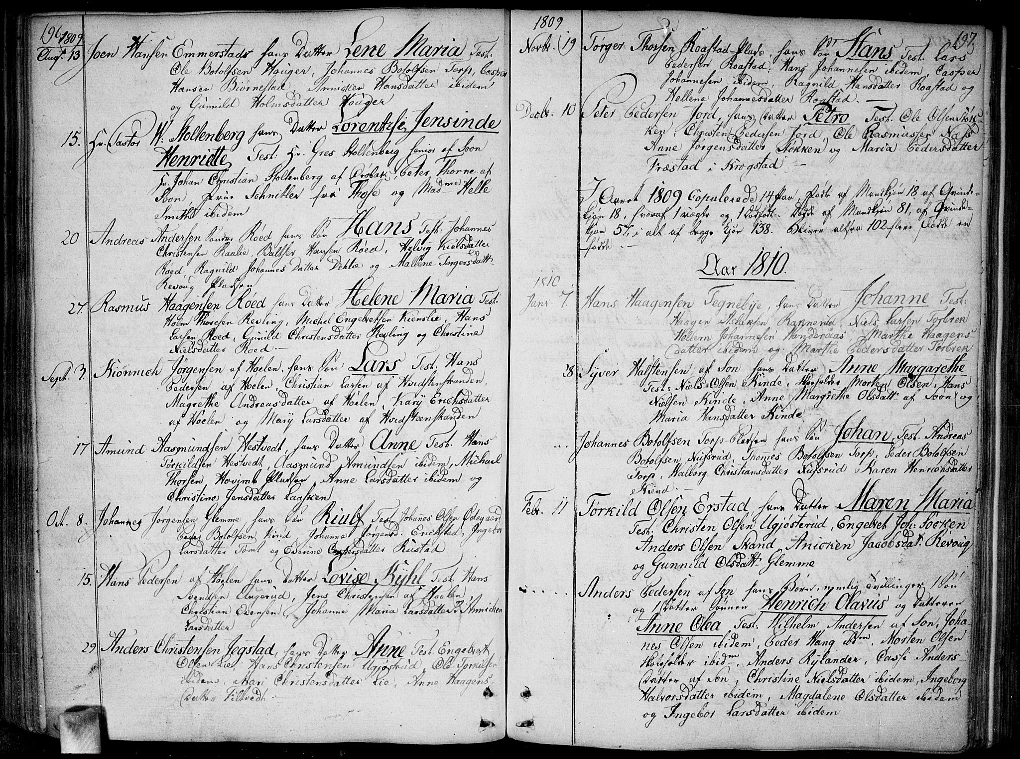 Vestby prestekontor Kirkebøker, AV/SAO-A-10893/F/Fa/L0004: Parish register (official) no. I 4, 1797-1813, p. 196-197