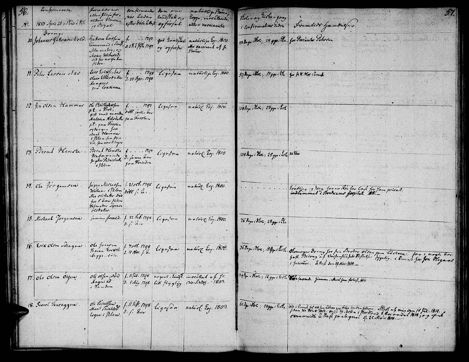 Ministerialprotokoller, klokkerbøker og fødselsregistre - Sør-Trøndelag, SAT/A-1456/601/L0069: Curate's parish register no. 601B02, 1807-1836, p. 56-57