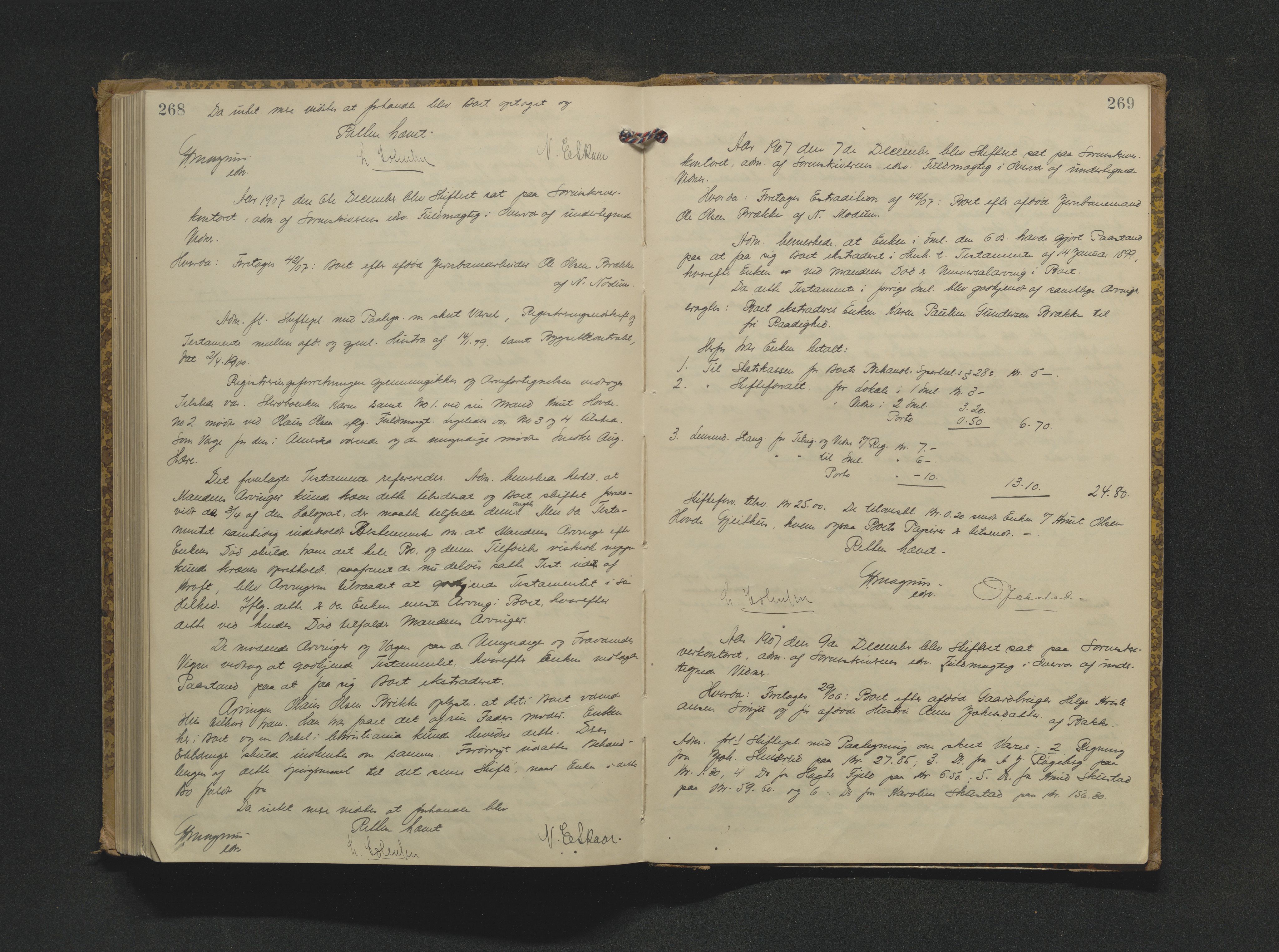 Eiker, Modum og Sigdal sorenskriveri, AV/SAKO-A-123/H/Hb/Hbb/Hbbd/L0005: Registrerings- og forhandlingsprotokoll, 1898-1908, p. 268-269