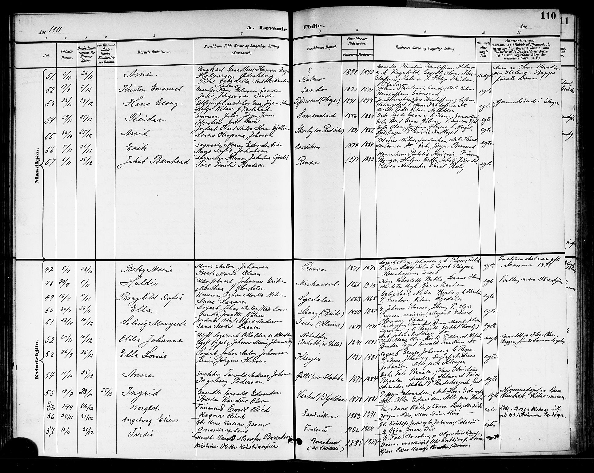 Sande Kirkebøker, AV/SAKO-A-53/G/Ga/L0004: Parish register (copy) no. 4, 1895-1918, p. 110