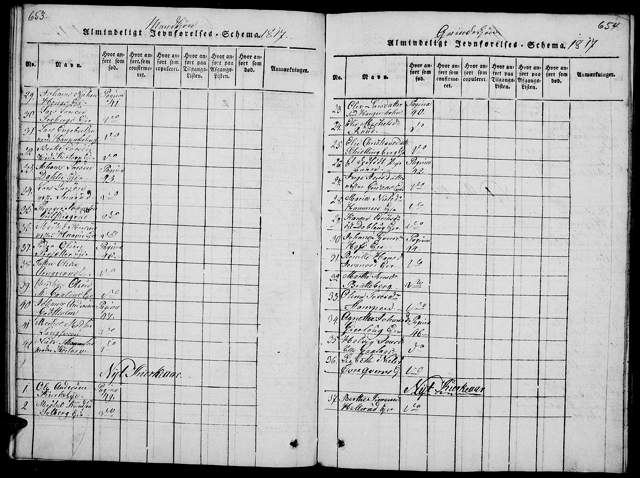 Vang prestekontor, Hedmark, SAH/PREST-008/H/Ha/Haa/L0008: Parish register (official) no. 8, 1815-1826, p. 653-654