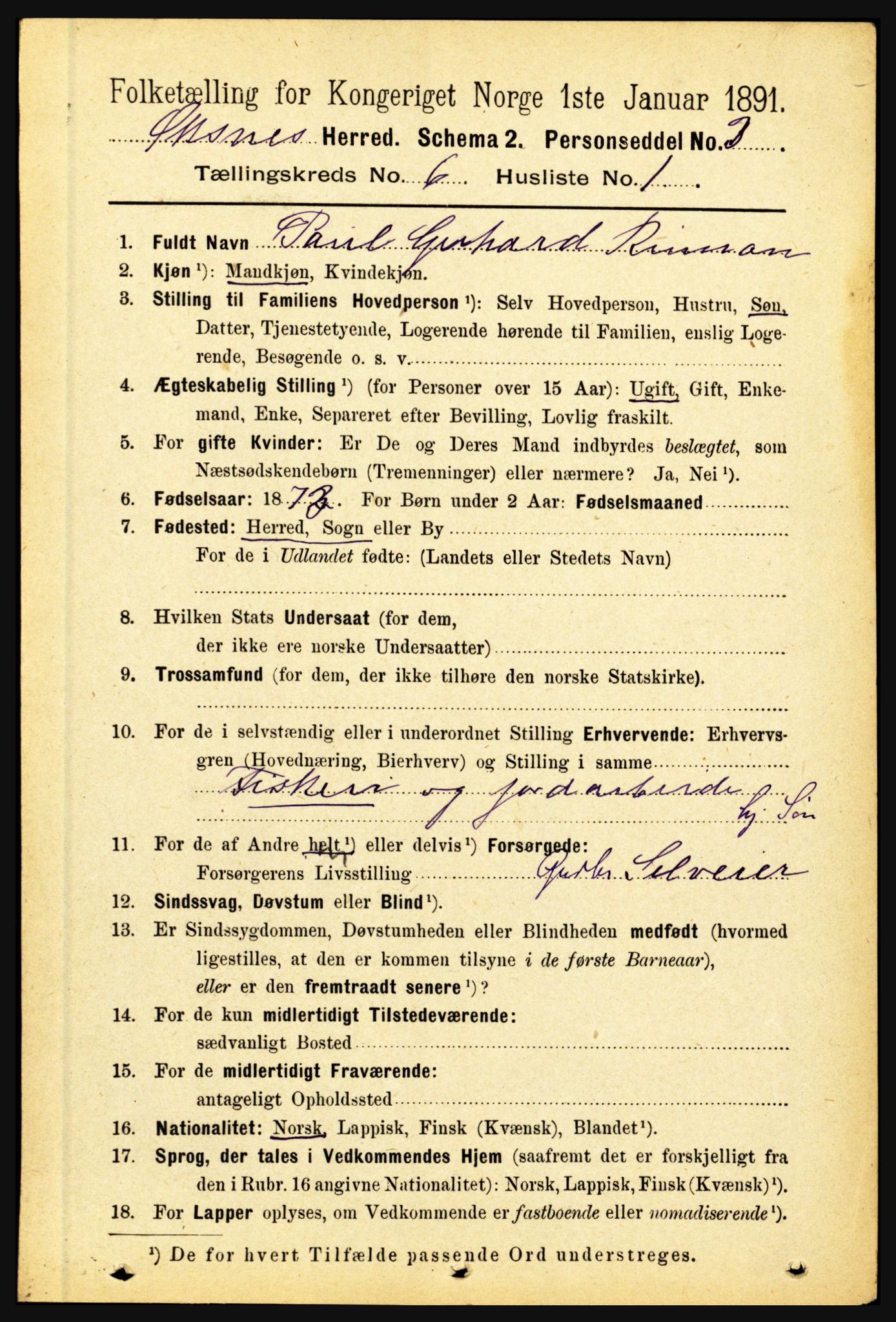 RA, 1891 census for 1868 Øksnes, 1891, p. 2622