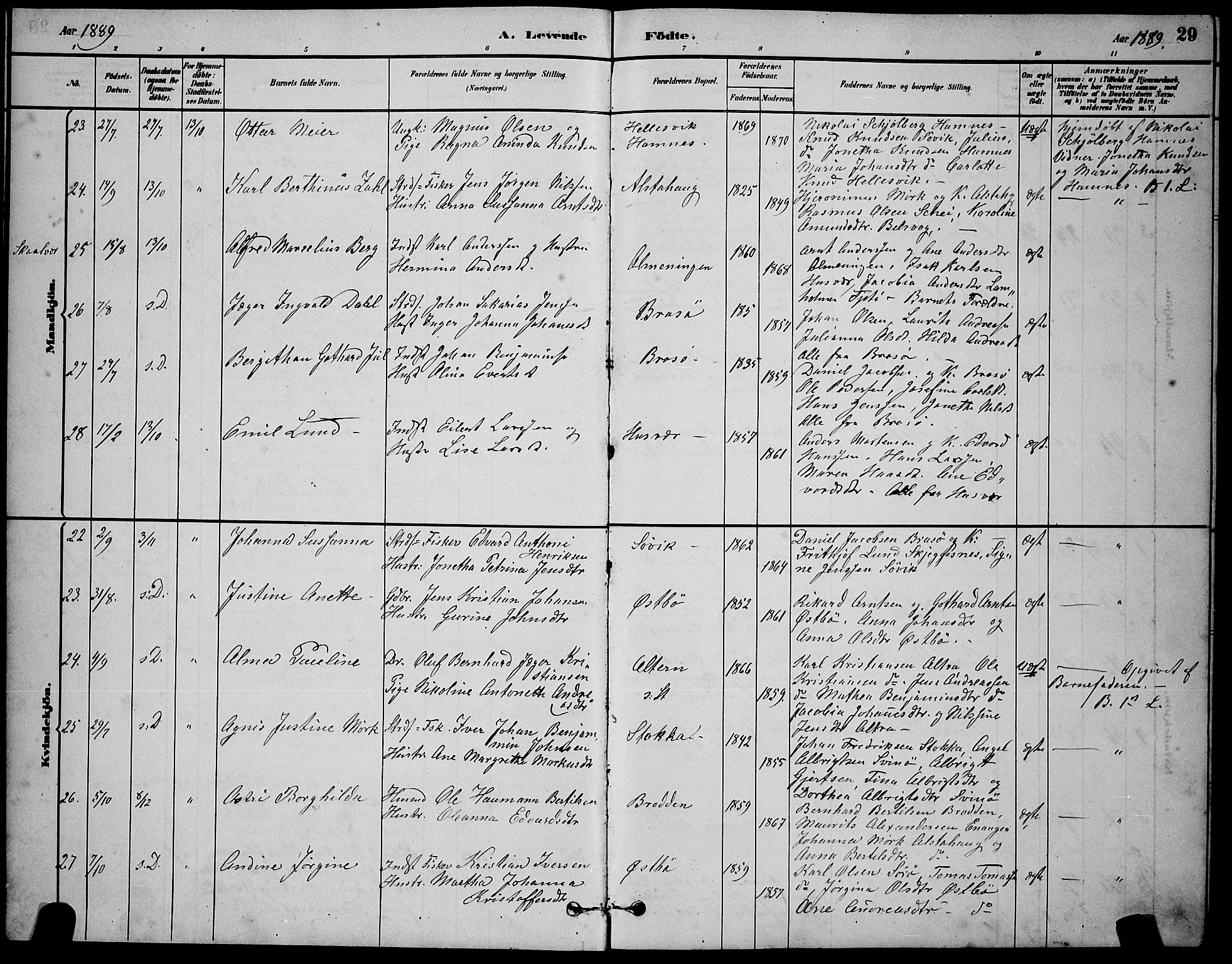 Ministerialprotokoller, klokkerbøker og fødselsregistre - Nordland, AV/SAT-A-1459/830/L0462: Parish register (copy) no. 830C04, 1882-1895, p. 29