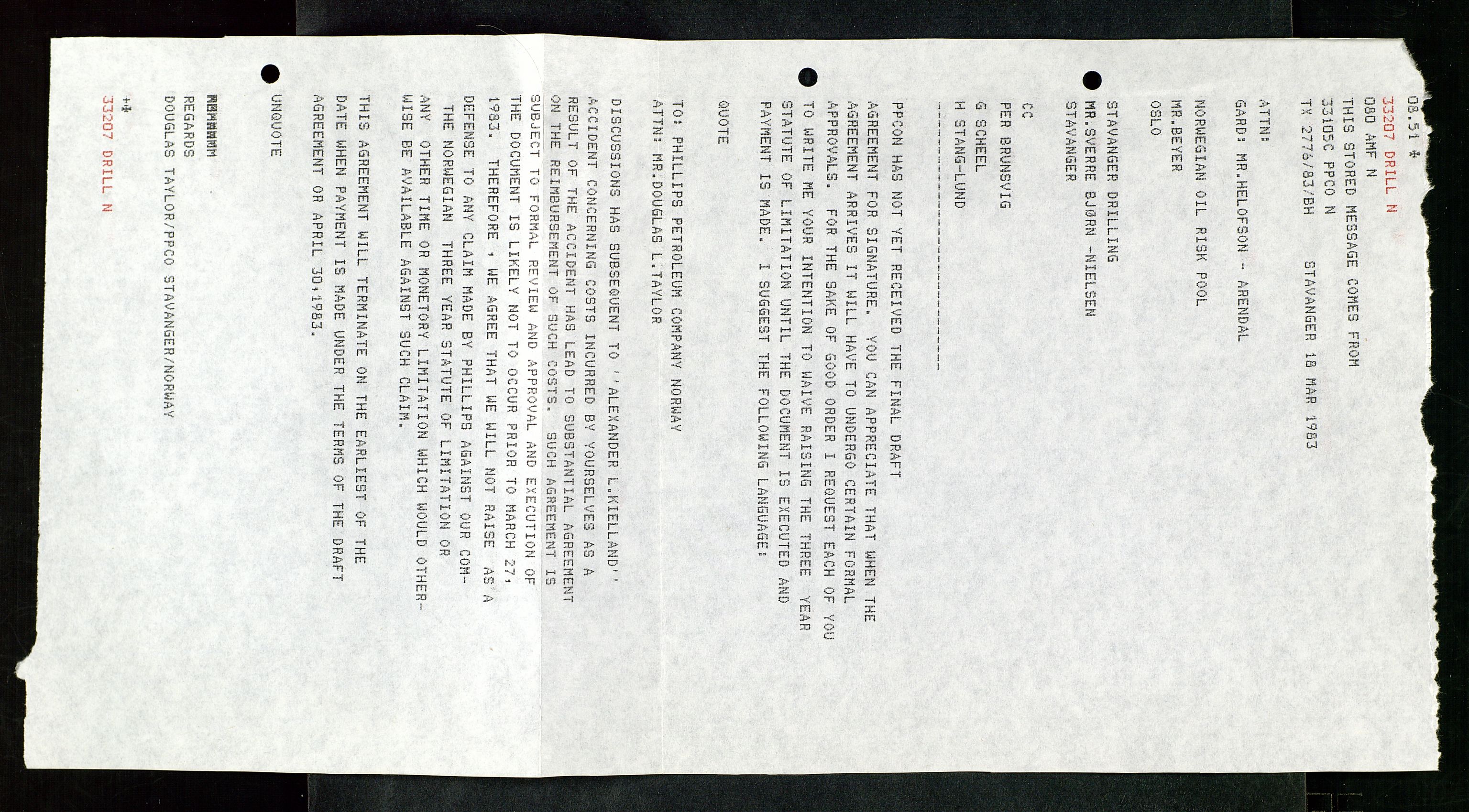 Pa 1503 - Stavanger Drilling AS, AV/SAST-A-101906/Da/L0017: Alexander L. Kielland - Saks- og korrespondansearkiv, 1981-1984, p. 183