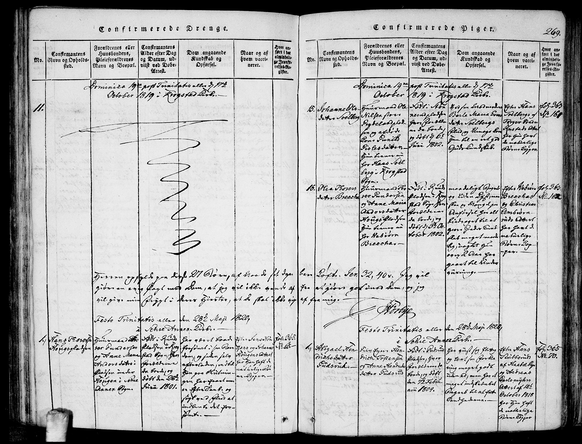 Kråkstad prestekontor Kirkebøker, SAO/A-10125a/F/Fa/L0003: Parish register (official) no. I 3, 1813-1824, p. 269