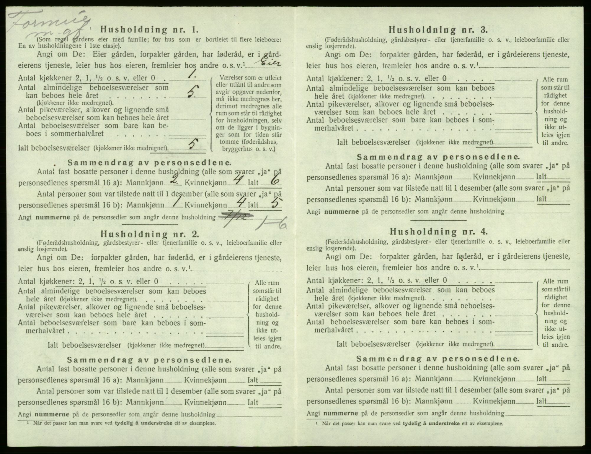 SAB, 1920 census for Kvam, 1920, p. 644