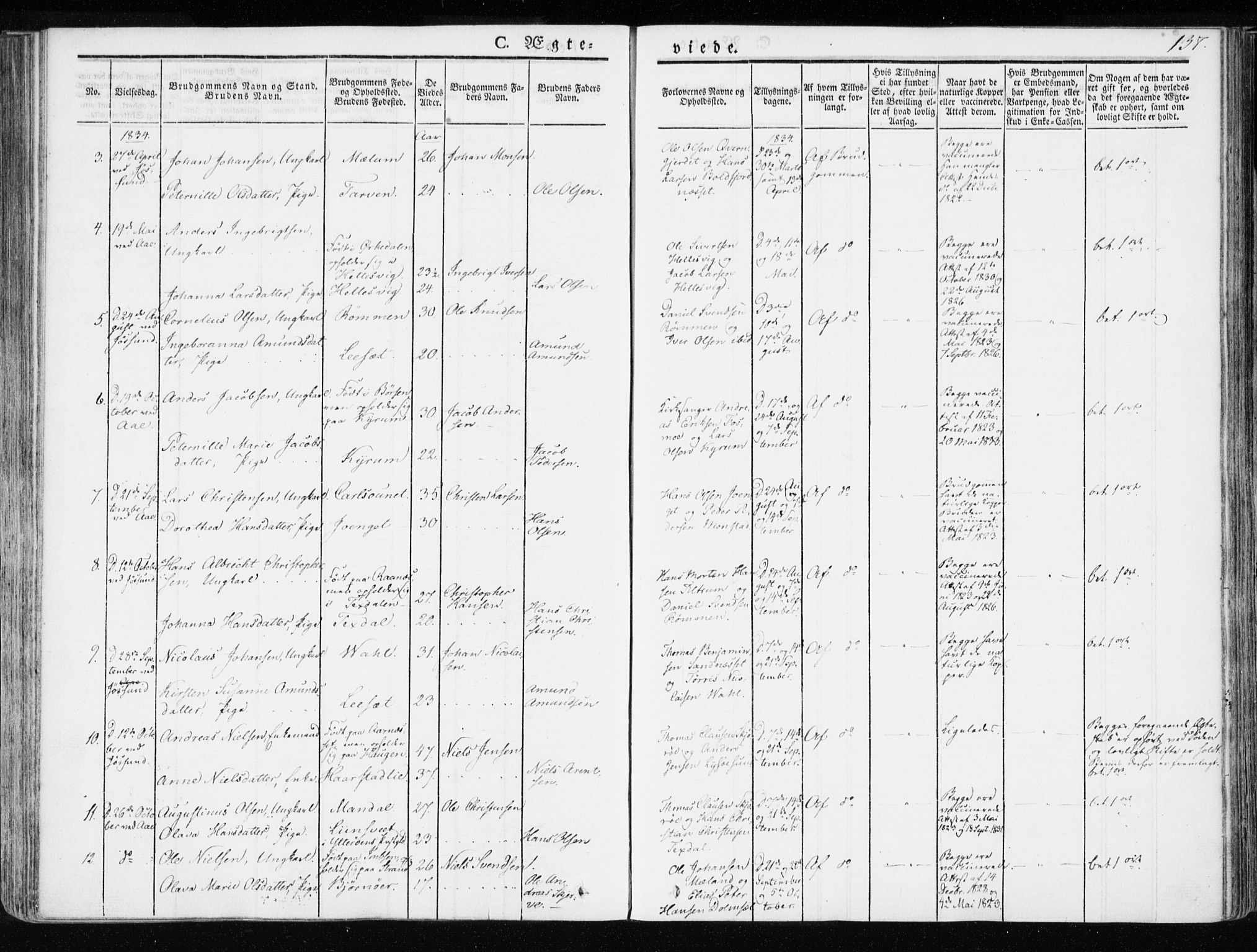 Ministerialprotokoller, klokkerbøker og fødselsregistre - Sør-Trøndelag, SAT/A-1456/655/L0676: Parish register (official) no. 655A05, 1830-1847, p. 137