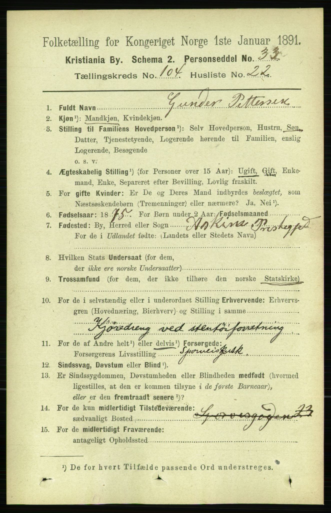 RA, 1891 census for 0301 Kristiania, 1891, p. 52635