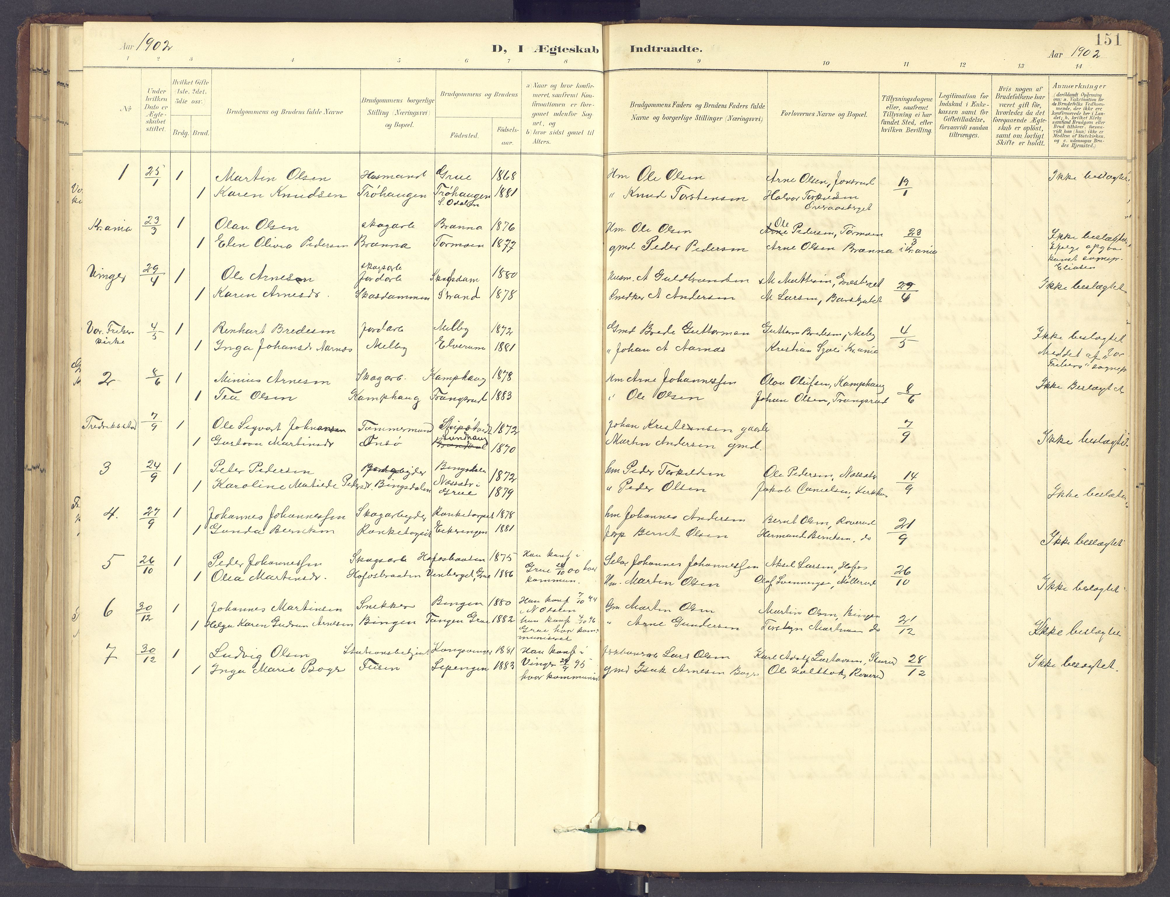 Brandval prestekontor, SAH/PREST-034/H/Ha/Hab/L0002: Parish register (copy) no. 2, 1895-1904, p. 151