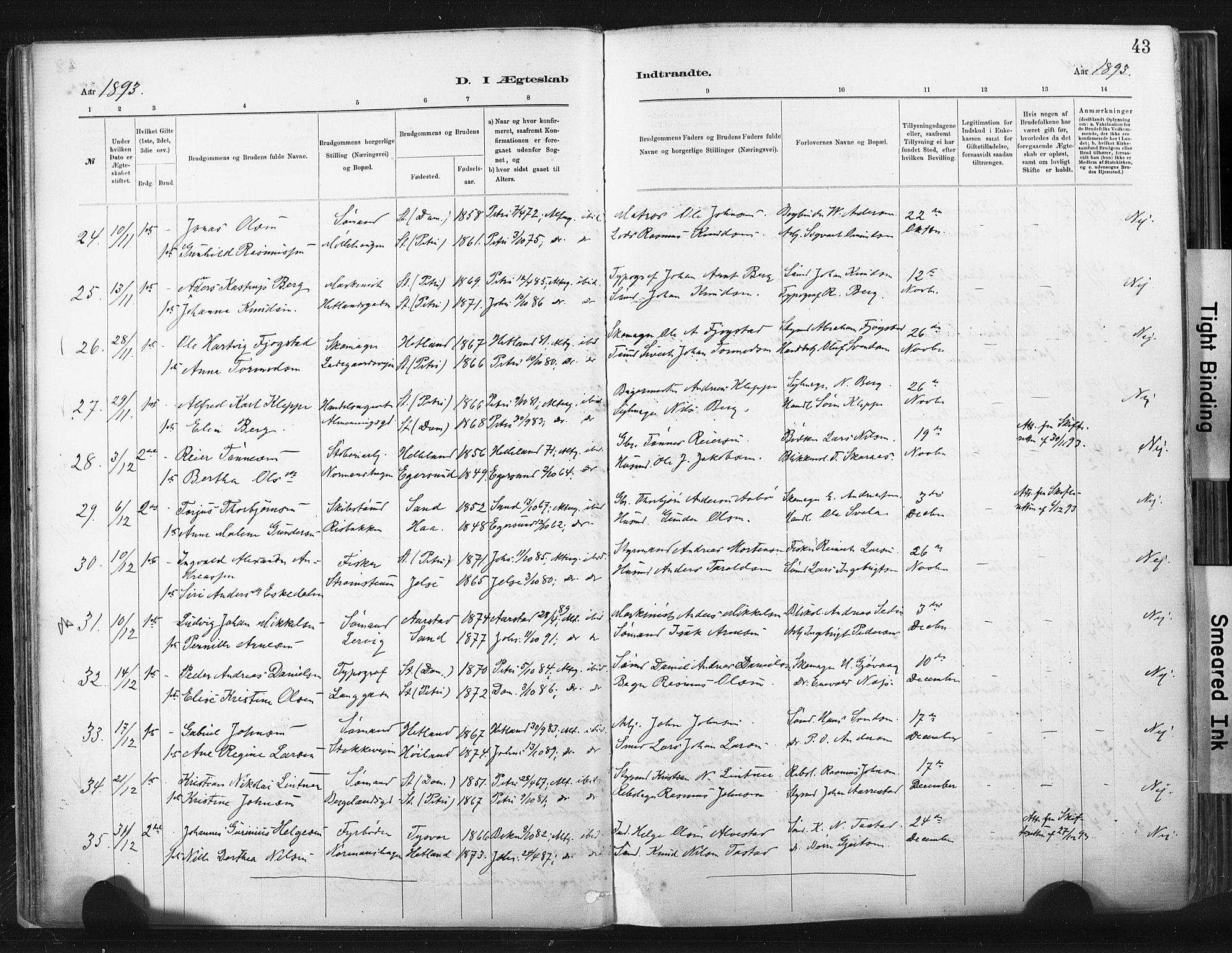 St. Johannes sokneprestkontor, SAST/A-101814/001/30/30BA/L0003: Parish register (official) no. A 3, 1885-1910, p. 43
