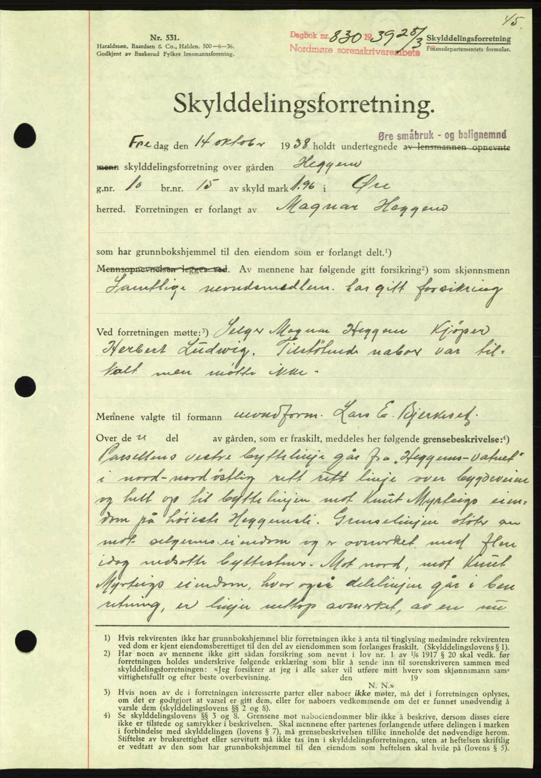 Nordmøre sorenskriveri, AV/SAT-A-4132/1/2/2Ca: Mortgage book no. A86, 1939-1939, Diary no: : 831/1939