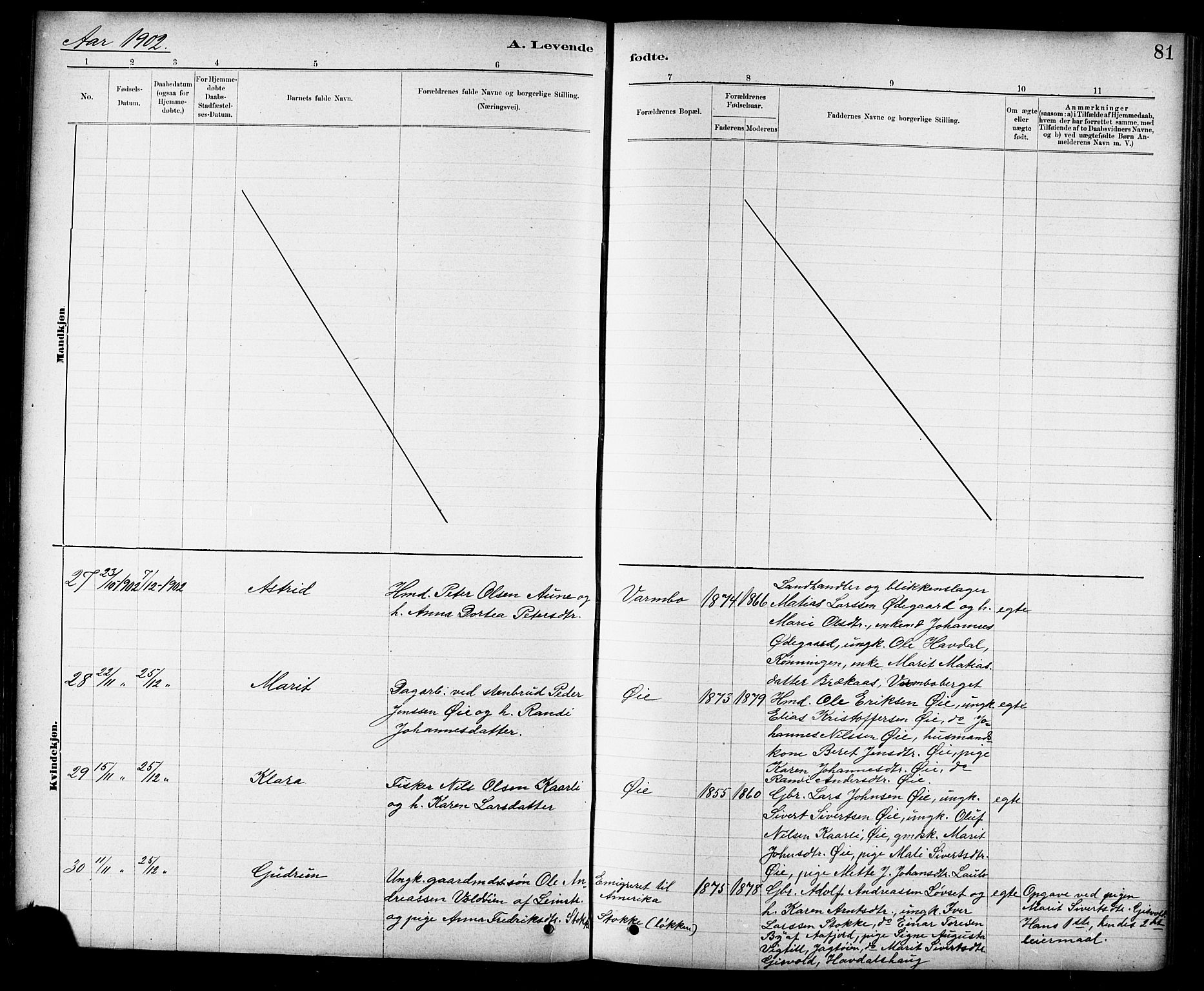 Ministerialprotokoller, klokkerbøker og fødselsregistre - Sør-Trøndelag, SAT/A-1456/691/L1094: Parish register (copy) no. 691C05, 1879-1911, p. 81