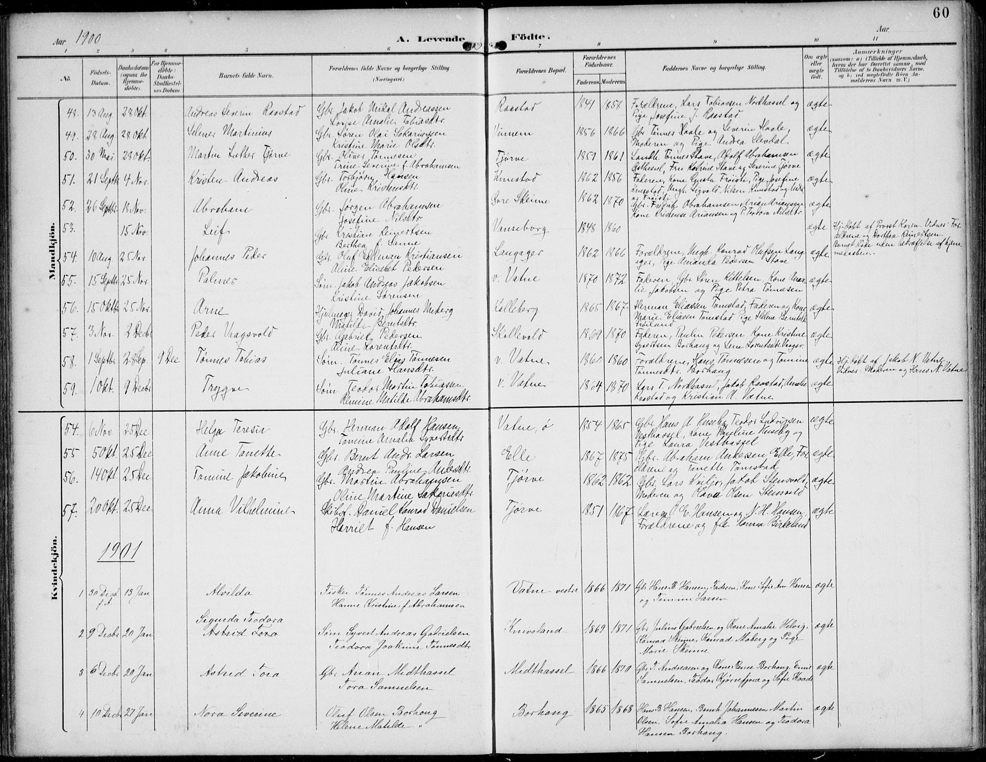 Lista sokneprestkontor, AV/SAK-1111-0027/F/Fb/L0005: Parish register (copy) no. B 5, 1892-1923, p. 60