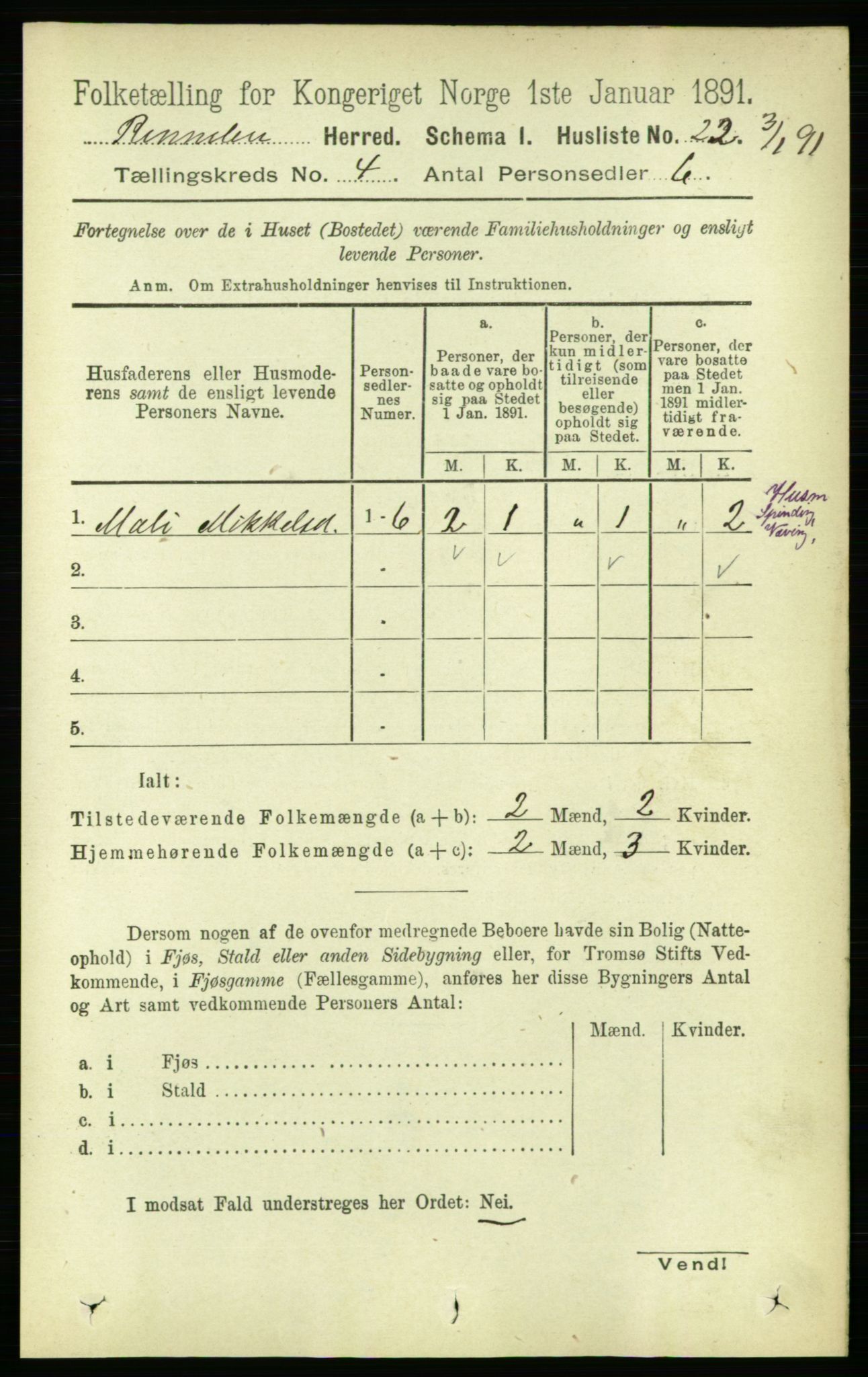 RA, 1891 census for 1635 Rennebu, 1891, p. 1911