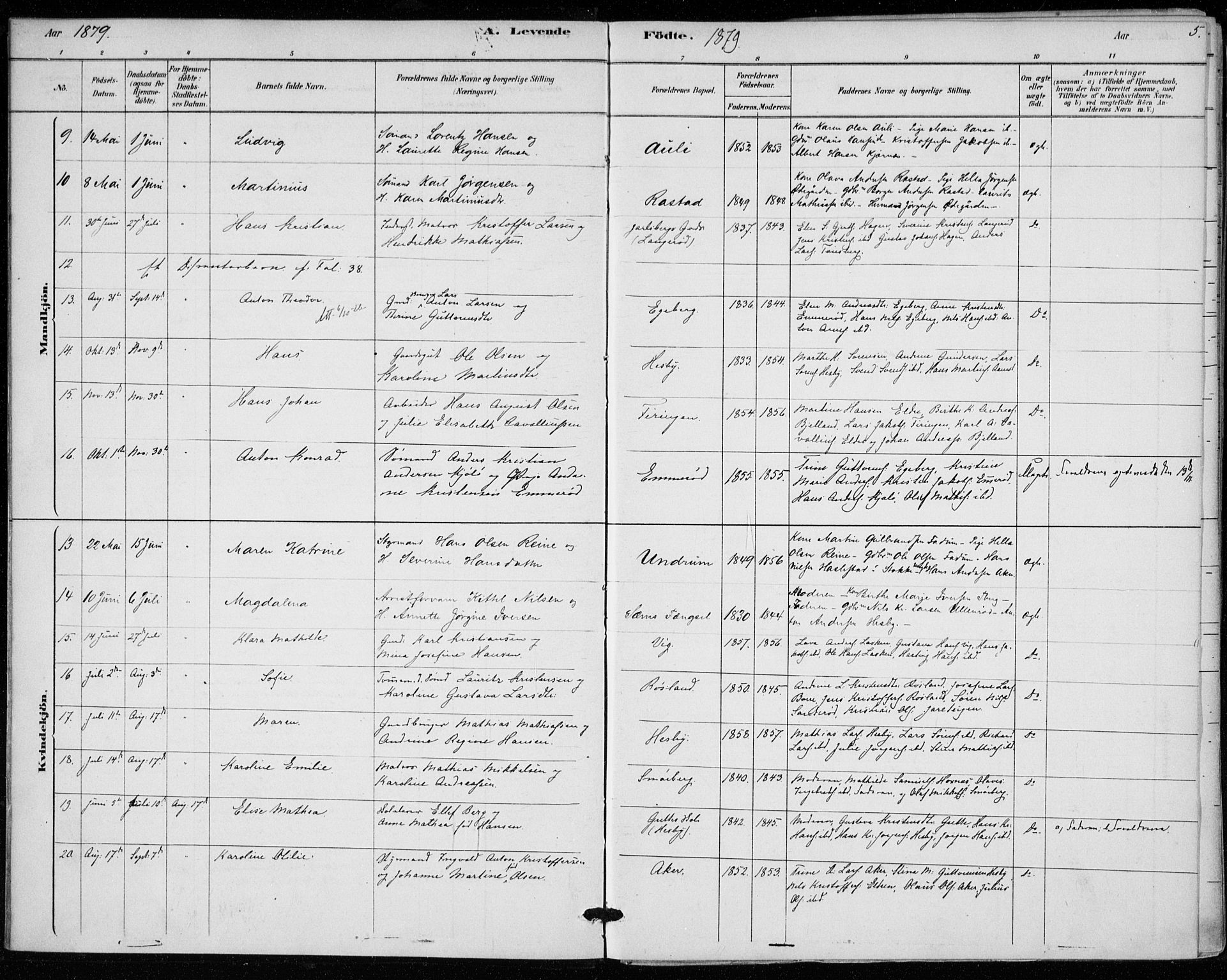 Sem kirkebøker, AV/SAKO-A-5/F/Fa/L0010: Parish register (official) no. I 10, 1878-1887, p. 5