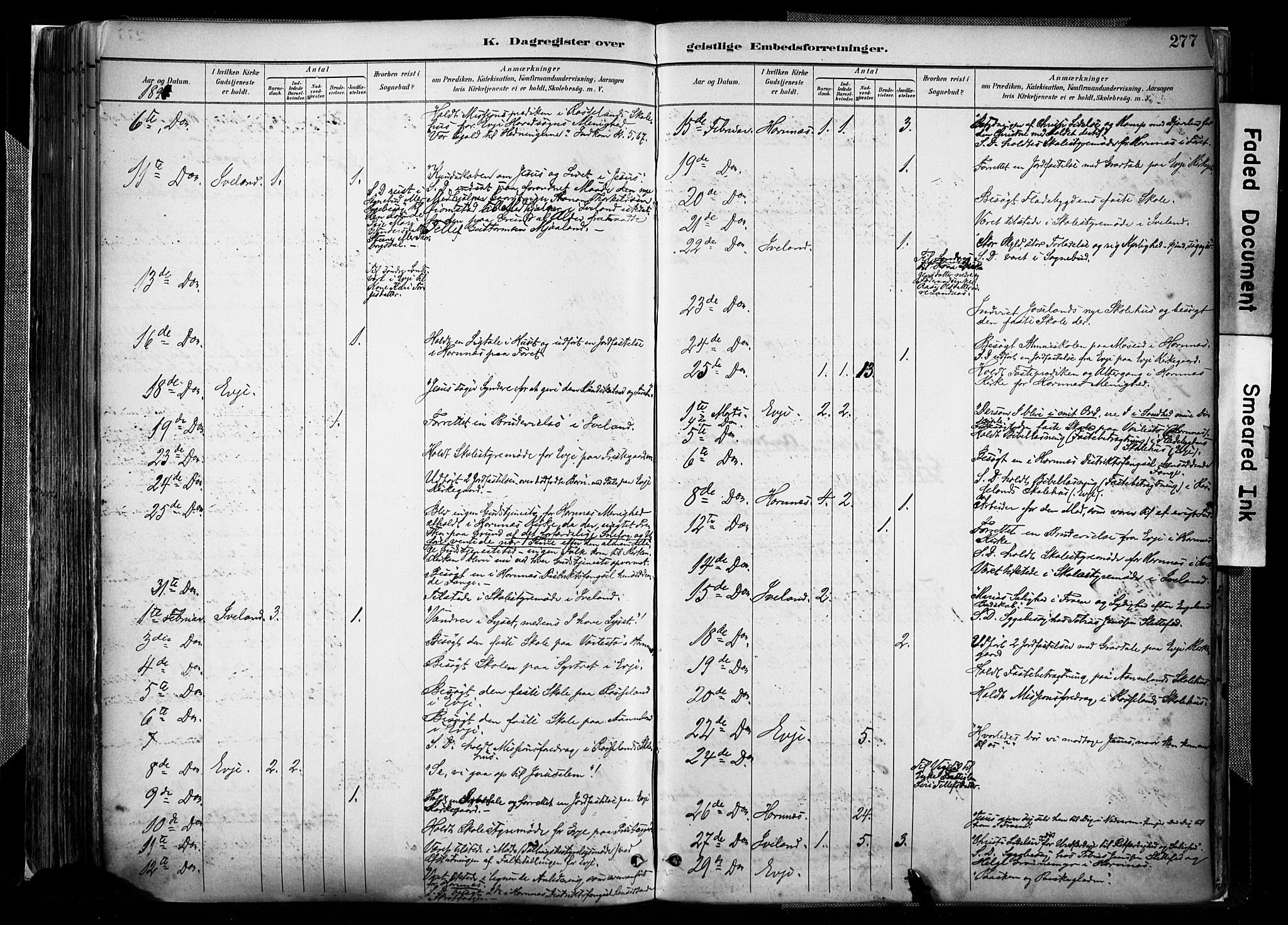 Evje sokneprestkontor, AV/SAK-1111-0008/F/Fa/Faa/L0007: Parish register (official) no. A 7, 1884-1909, p. 277