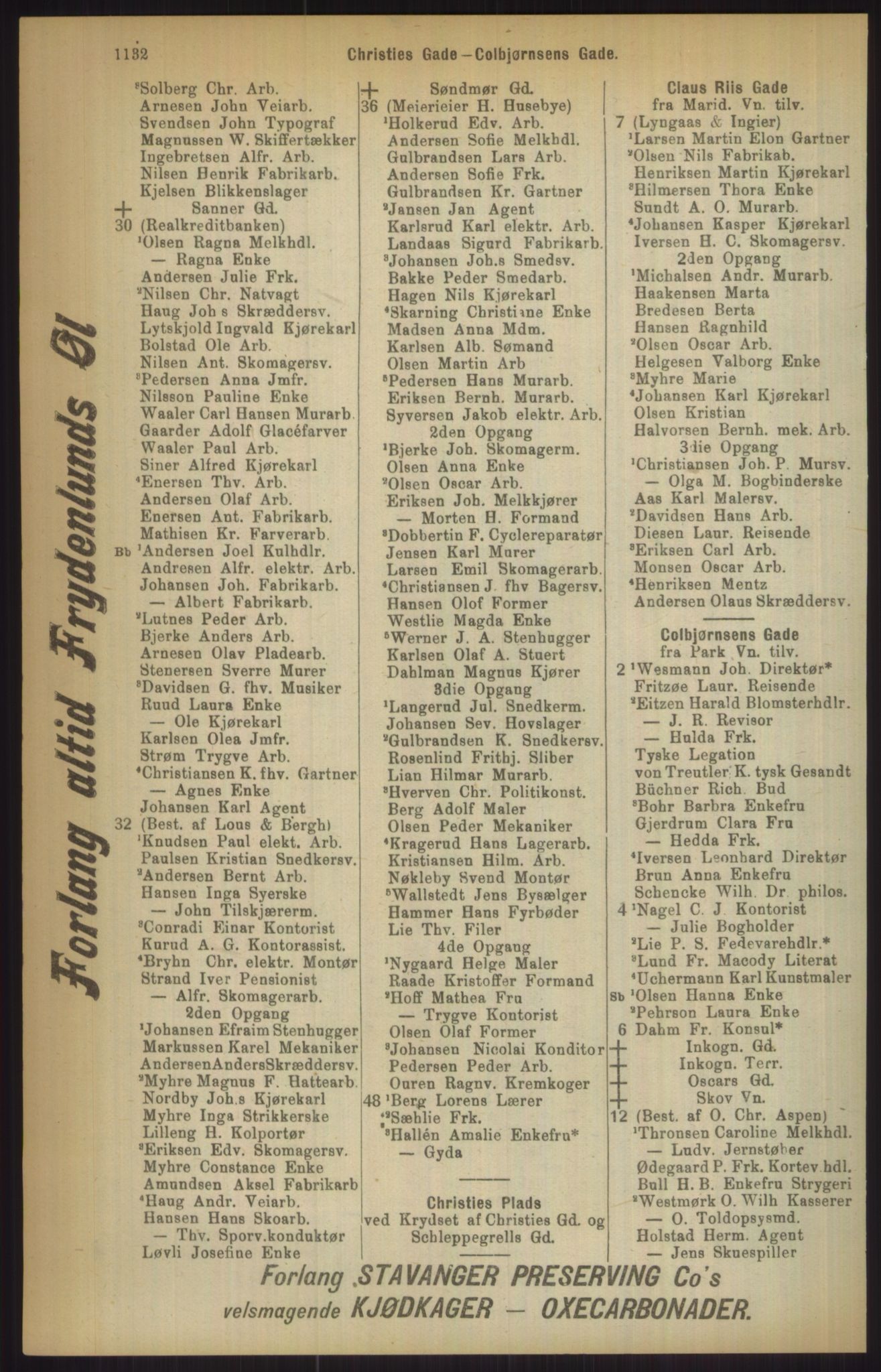 Kristiania/Oslo adressebok, PUBL/-, 1911, p. 1132