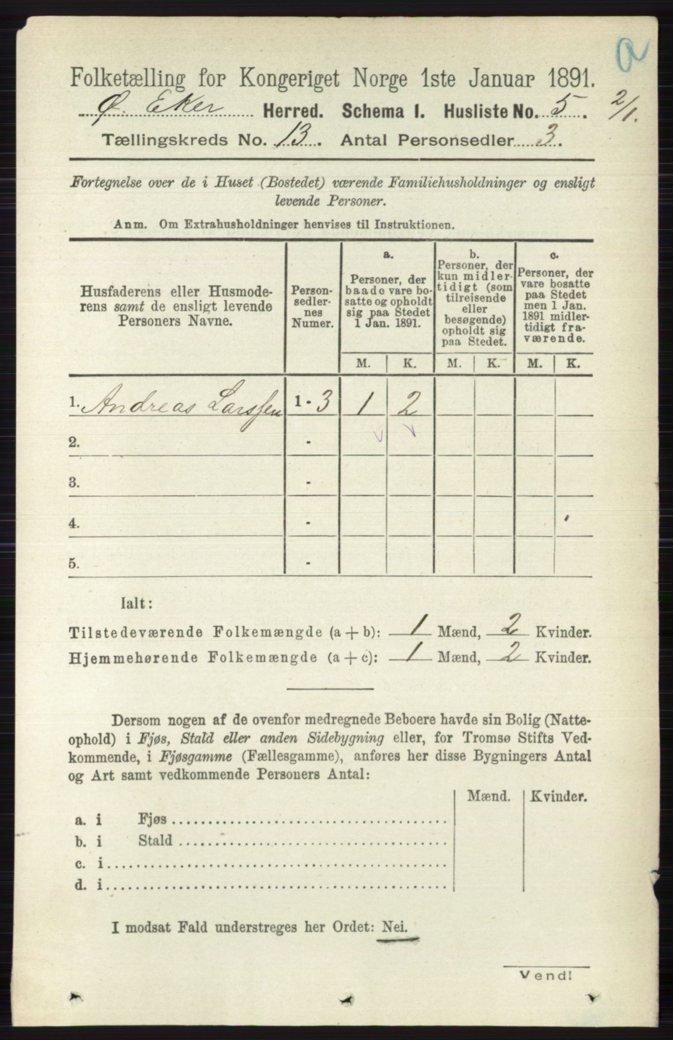 RA, 1891 census for 0624 Øvre Eiker, 1891, p. 5784