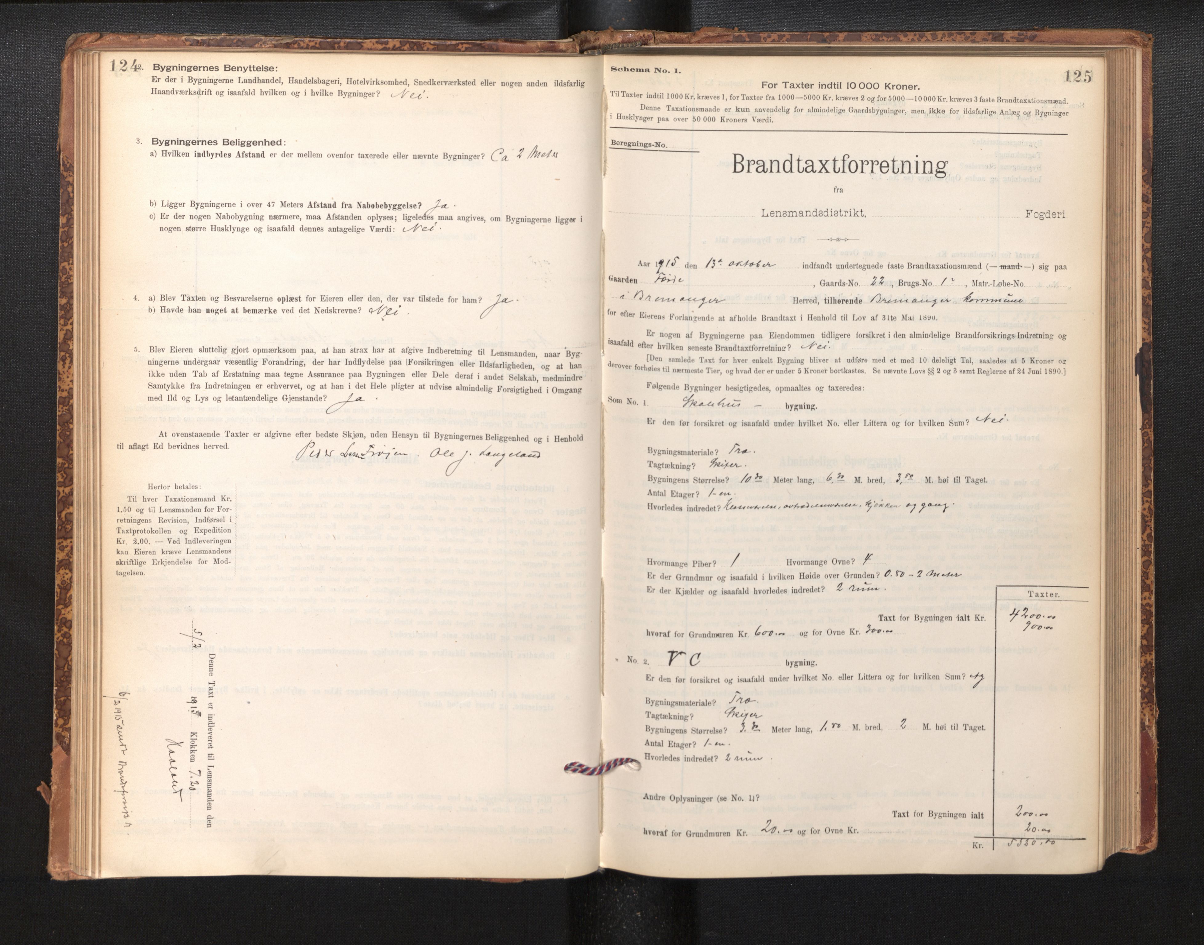 Lensmannen i Bremanger, AV/SAB-A-26701/0012/L0007: Branntakstprotokoll, skjematakst, 1895-1936, p. 124-125