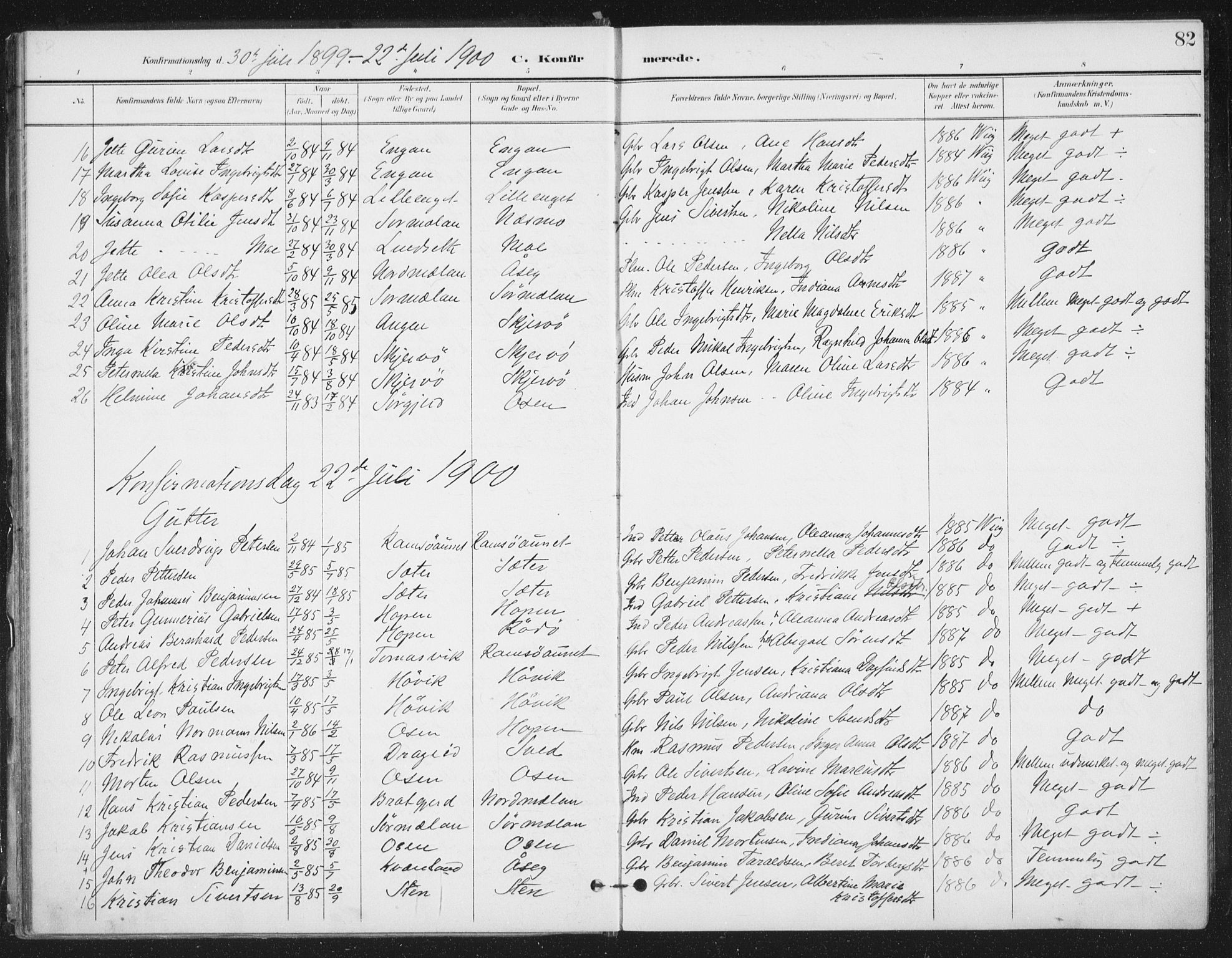 Ministerialprotokoller, klokkerbøker og fødselsregistre - Sør-Trøndelag, AV/SAT-A-1456/658/L0723: Parish register (official) no. 658A02, 1897-1912, p. 82