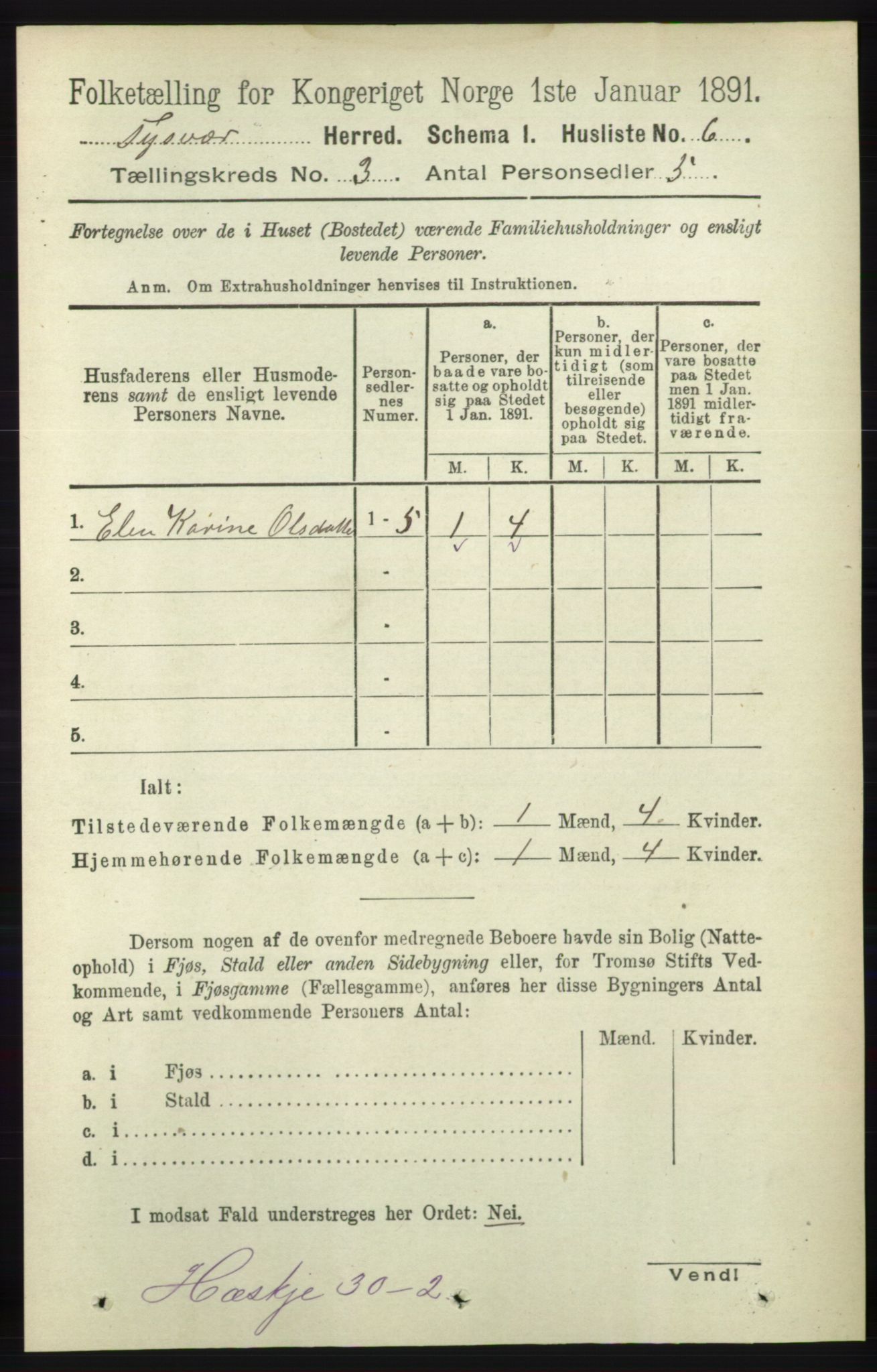 RA, 1891 census for 1146 Tysvær, 1891, p. 1188