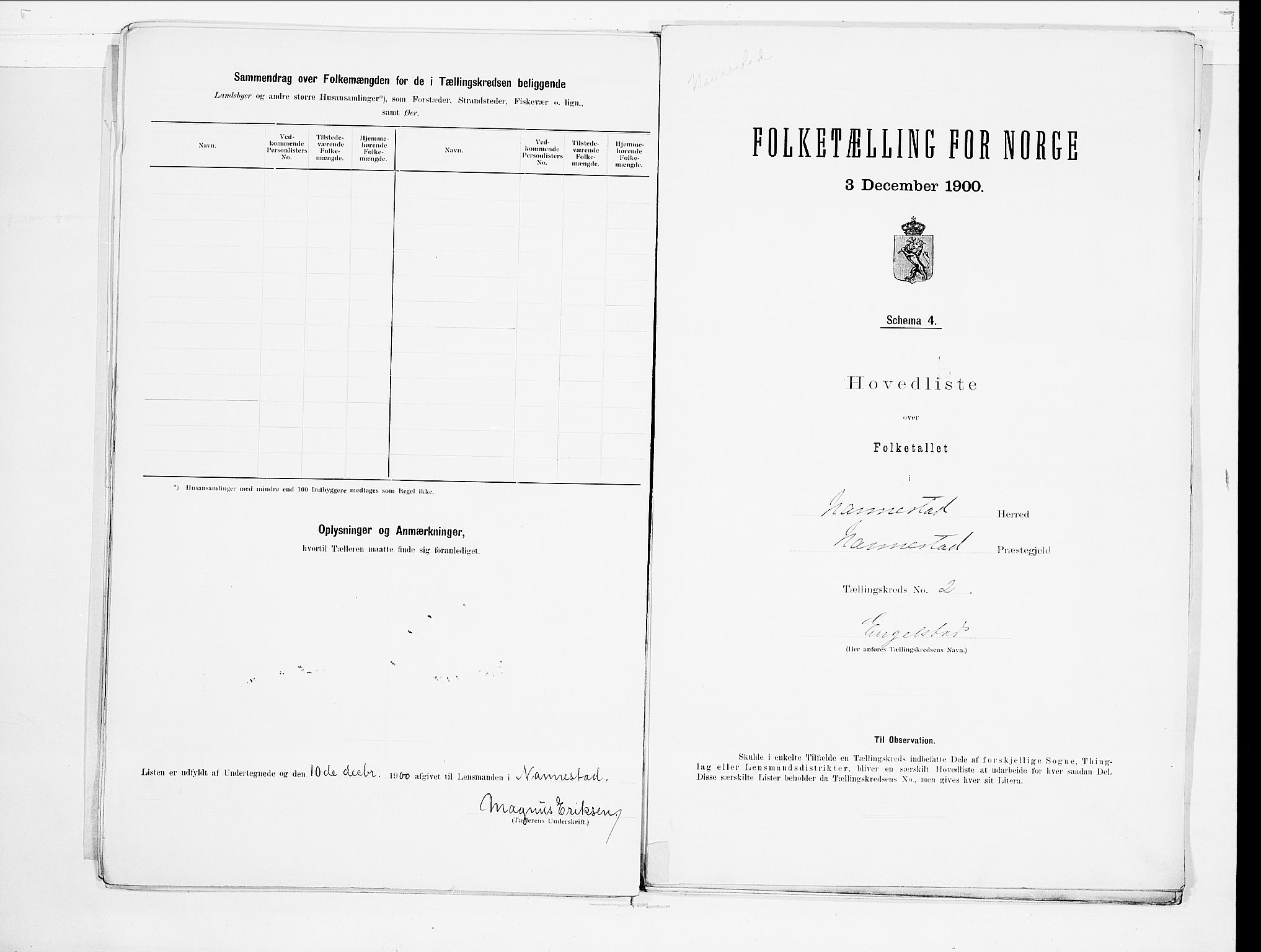 SAO, 1900 census for Nannestad, 1900, p. 16