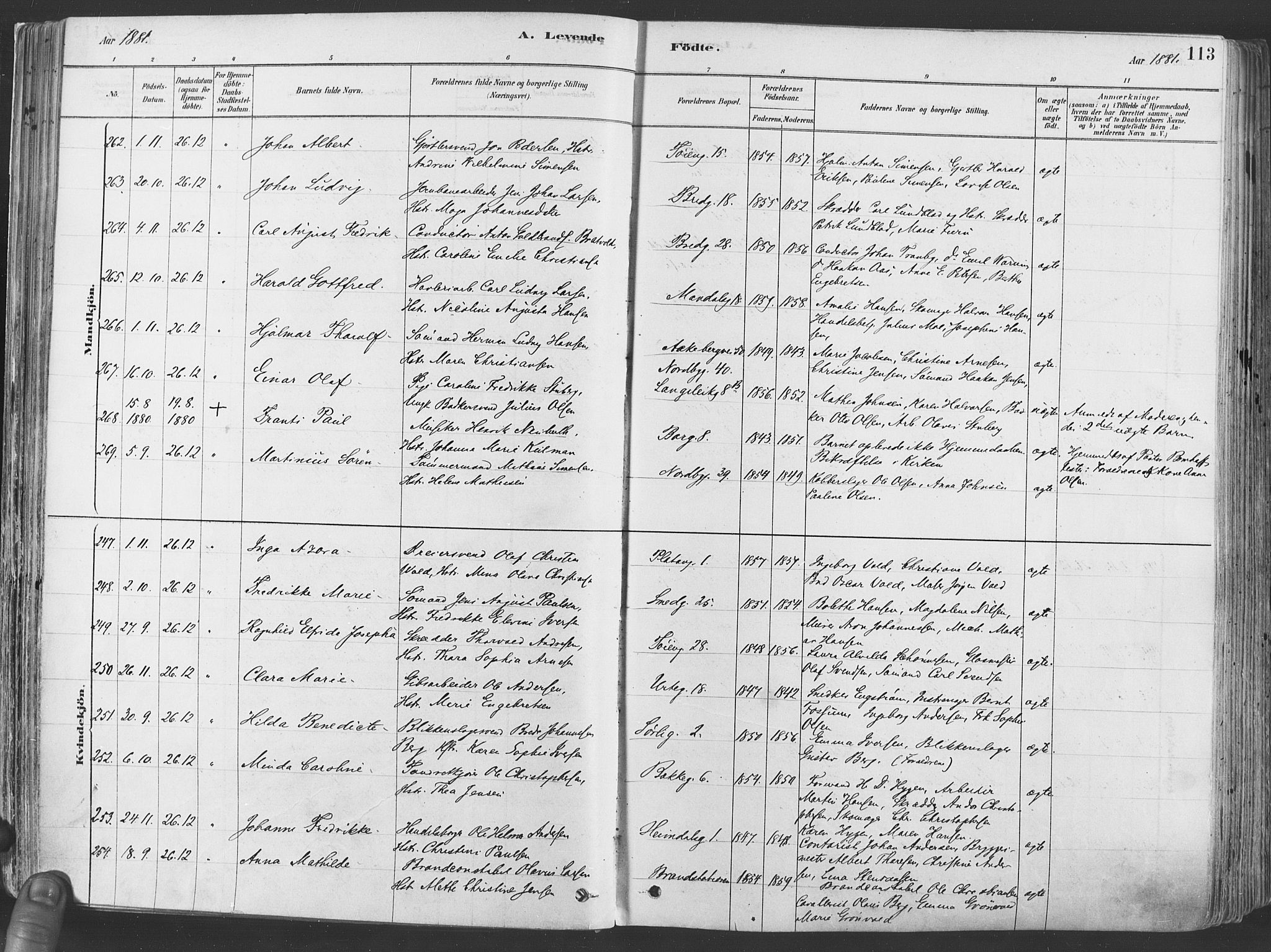 Grønland prestekontor Kirkebøker, AV/SAO-A-10848/F/Fa/L0007: Parish register (official) no. 7, 1878-1888, p. 113