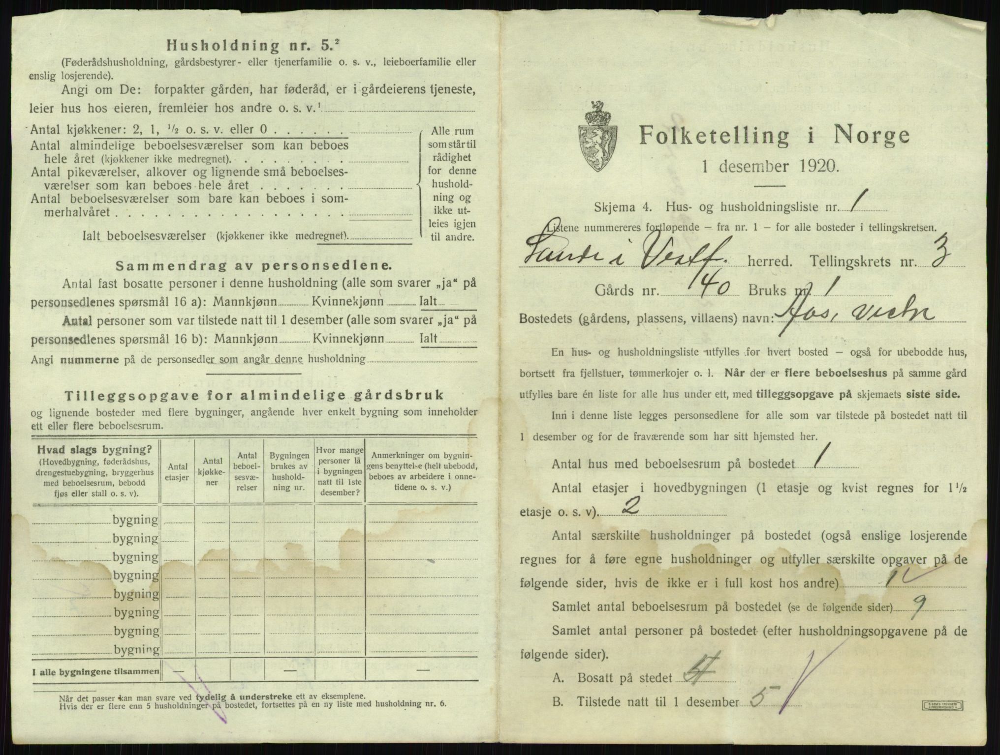 SAKO, 1920 census for Sande, 1920, p. 495