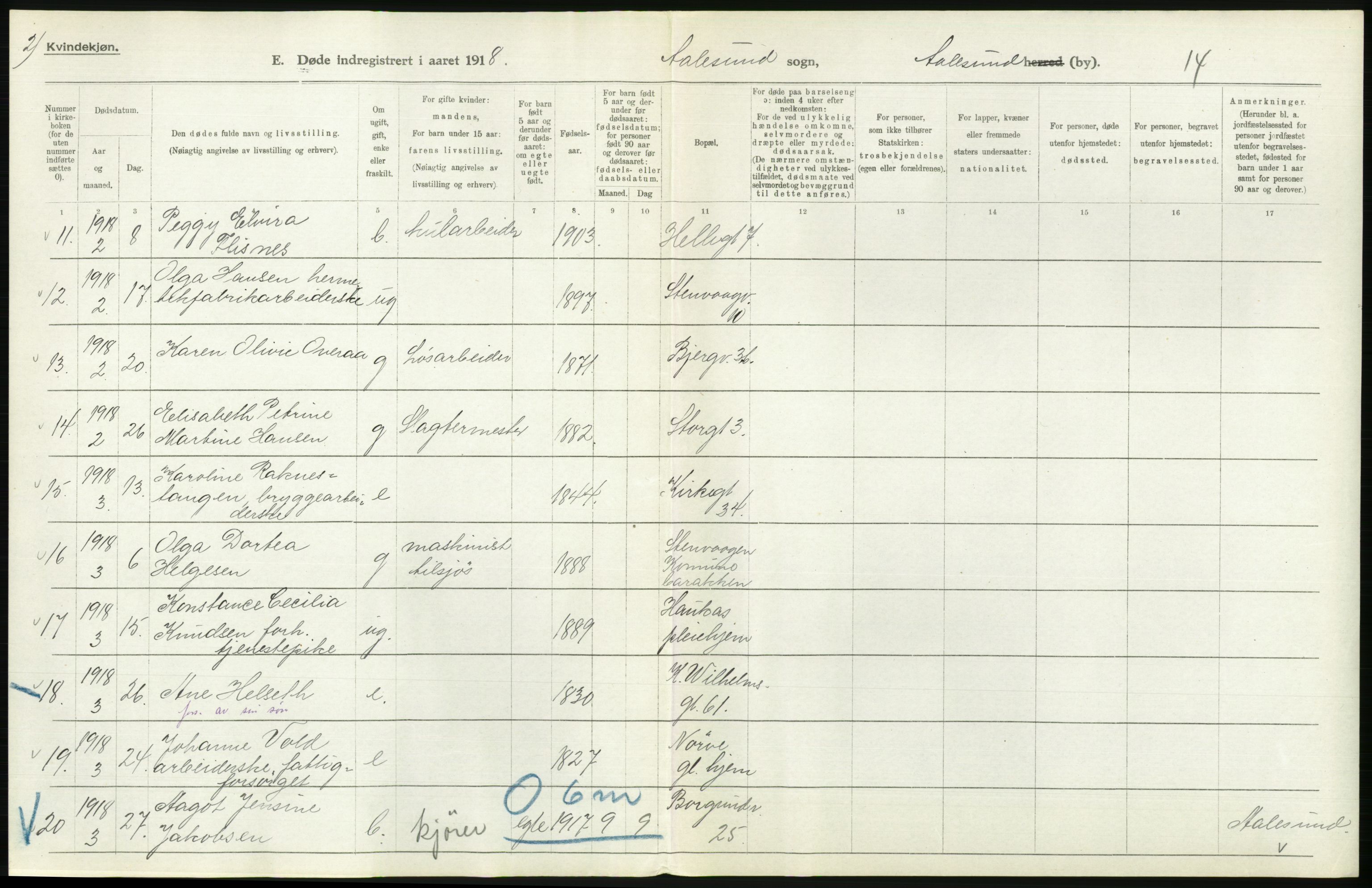 Statistisk sentralbyrå, Sosiodemografiske emner, Befolkning, AV/RA-S-2228/D/Df/Dfb/Dfbh/L0045: Møre fylke: Døde. Bygder og byer., 1918, p. 638