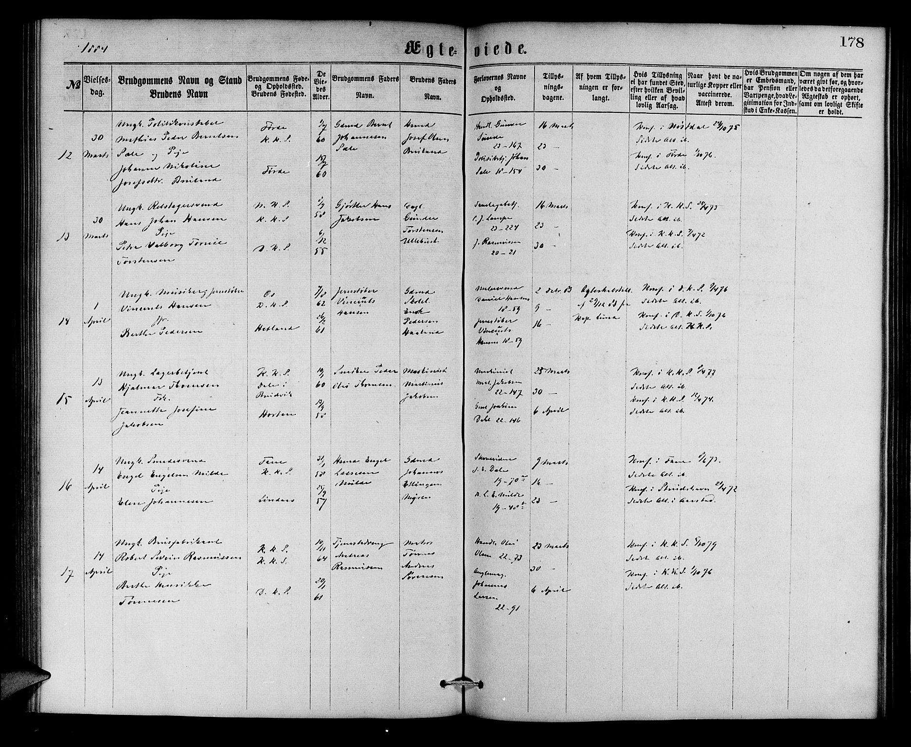 Korskirken sokneprestembete, AV/SAB-A-76101/H/Hab: Parish register (copy) no. D 2, 1867-1886, p. 178