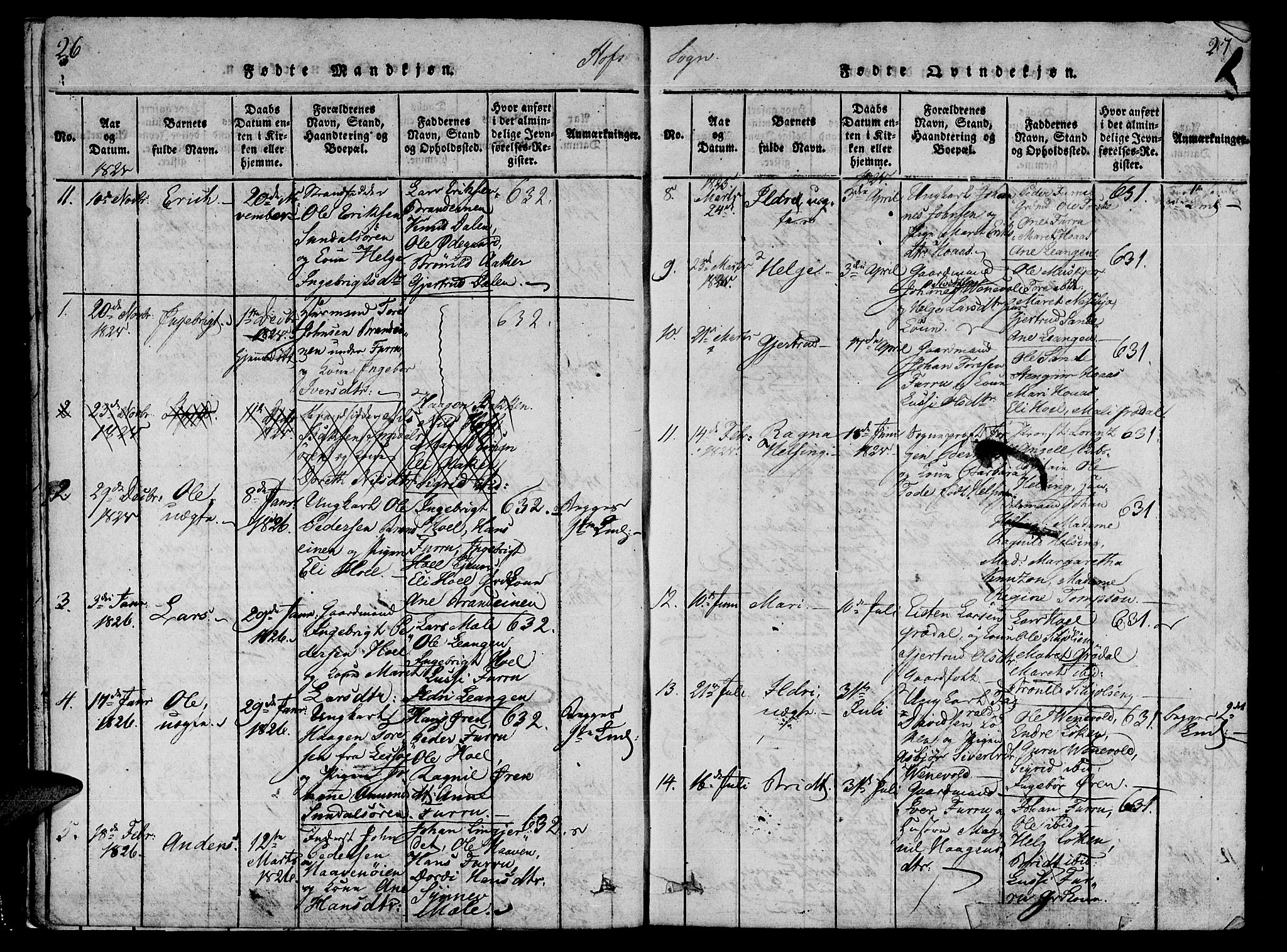 Ministerialprotokoller, klokkerbøker og fødselsregistre - Møre og Romsdal, AV/SAT-A-1454/590/L1009: Parish register (official) no. 590A03 /1, 1819-1832, p. 26-27