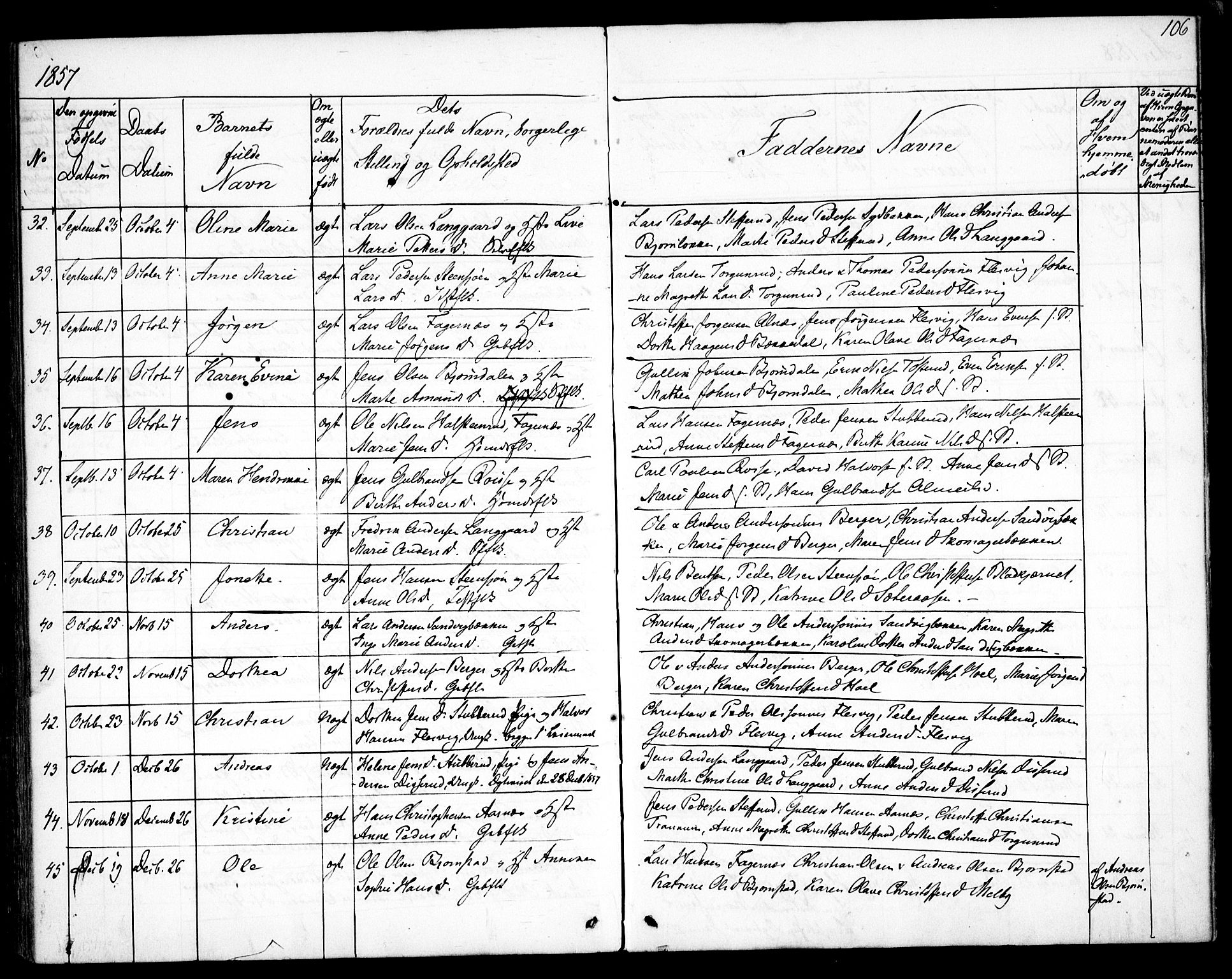 Hurdal prestekontor Kirkebøker, SAO/A-10889/F/Fb/L0001: Parish register (official) no. II 1, 1846-1859, p. 106