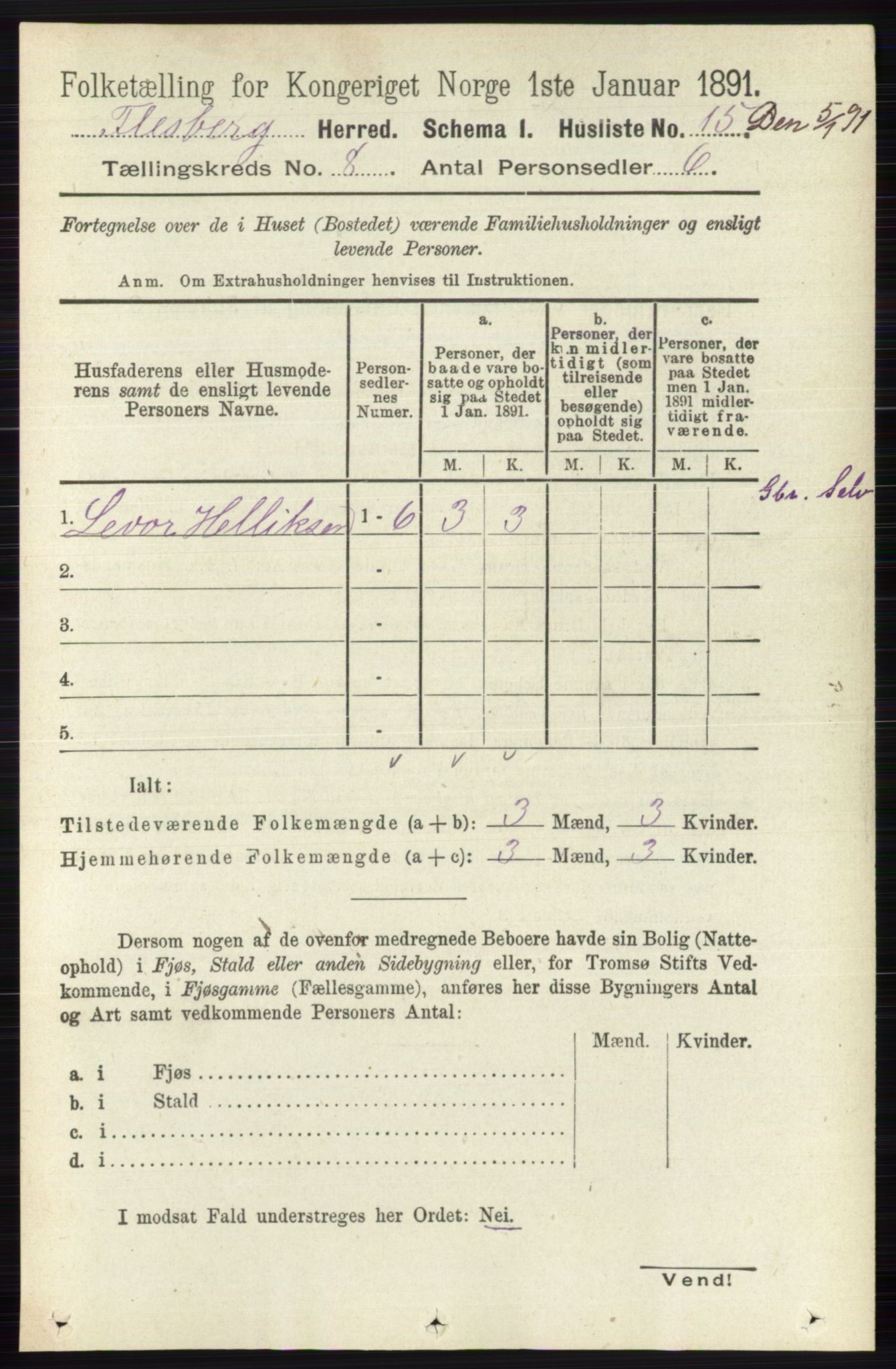 RA, 1891 census for 0631 Flesberg, 1891, p. 1350