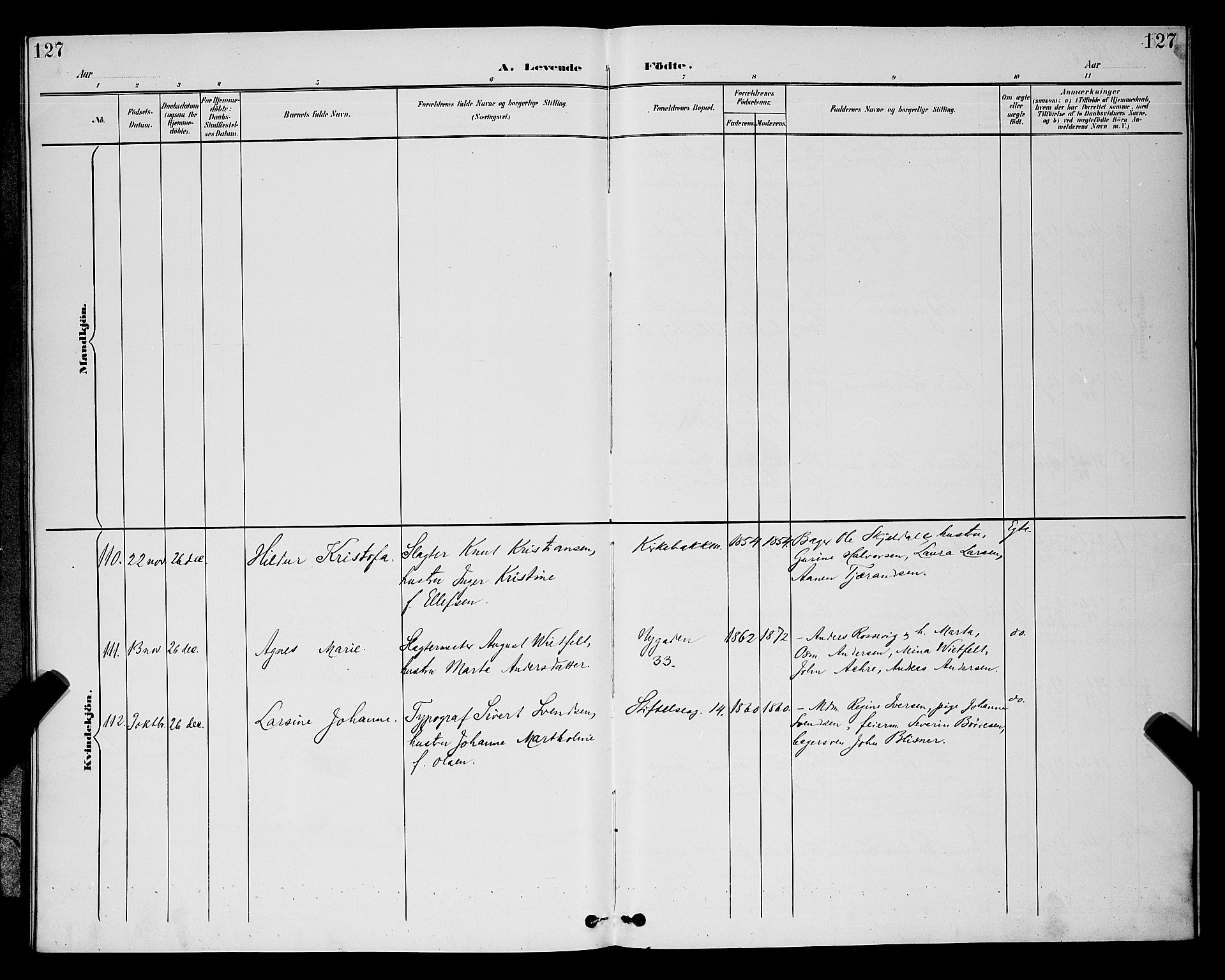 St. Petri sokneprestkontor, SAST/A-101813/001/30/30BB/L0006: Parish register (copy) no. B 6, 1890-1897, p. 127