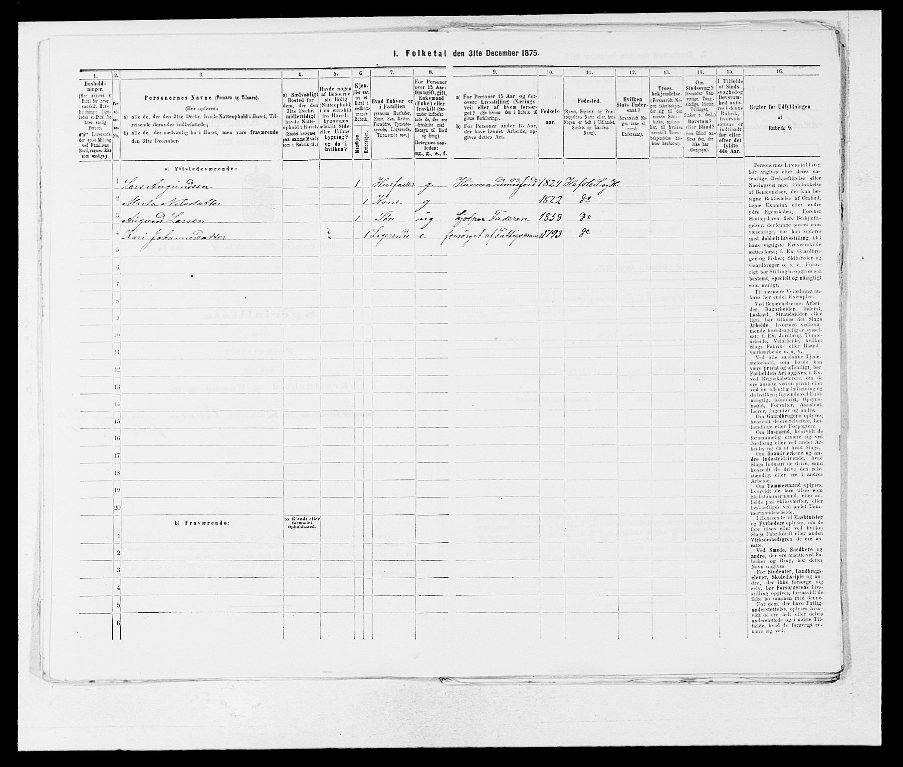 SAB, 1875 census for 1425P Hafslo, 1875, p. 463