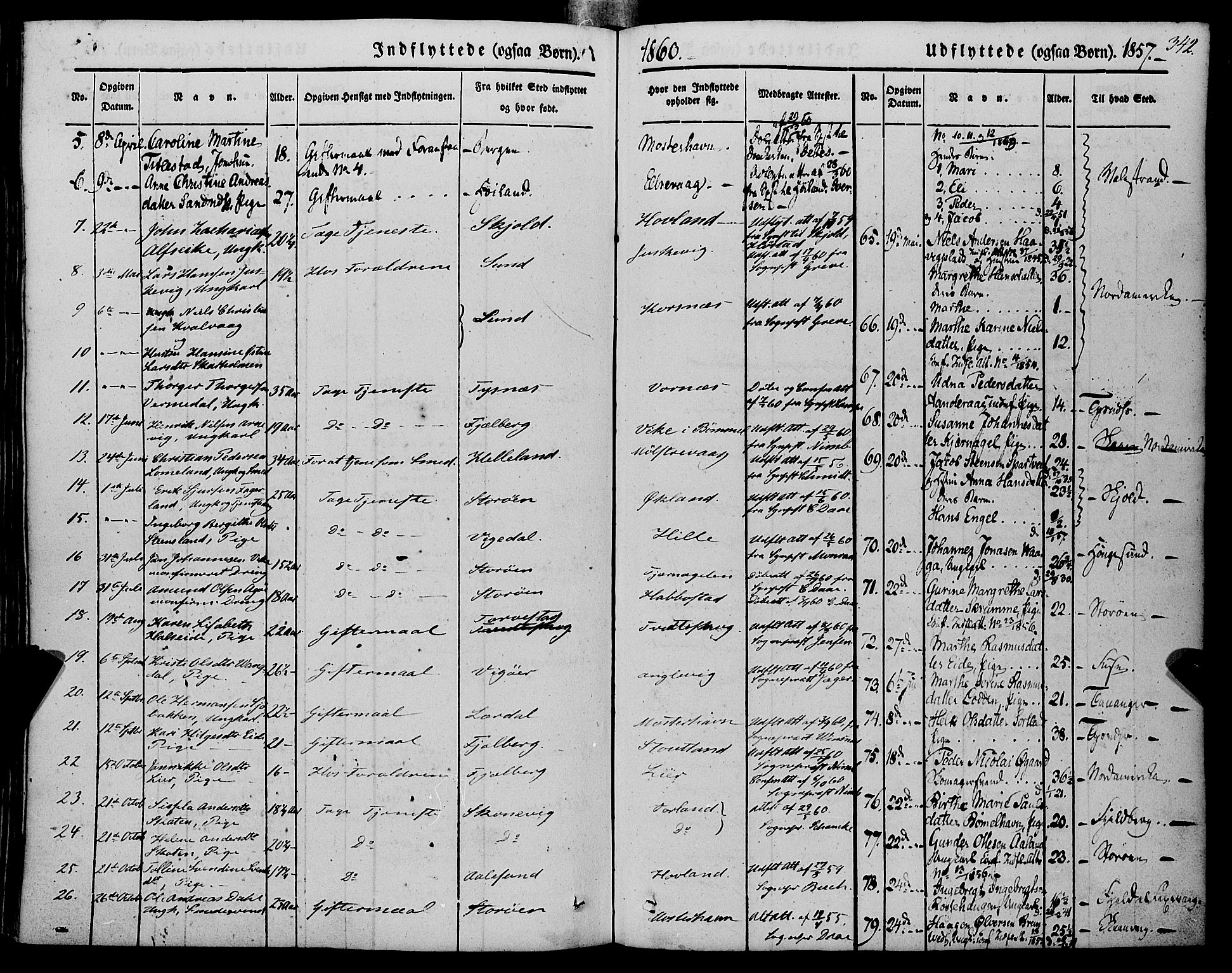 Finnås sokneprestembete, AV/SAB-A-99925/H/Ha/Haa/Haaa/L0007: Parish register (official) no. A 7, 1850-1862, p. 342