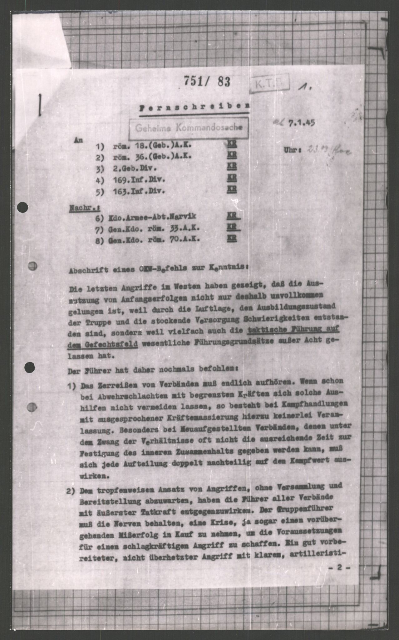 Forsvarets Overkommando. 2 kontor. Arkiv 11.4. Spredte tyske arkivsaker, AV/RA-RAFA-7031/D/Dar/Dara/L0001: Krigsdagbøker for 20. Gebirgs-Armee-Oberkommando (AOK 20), 1944-1945, p. 497