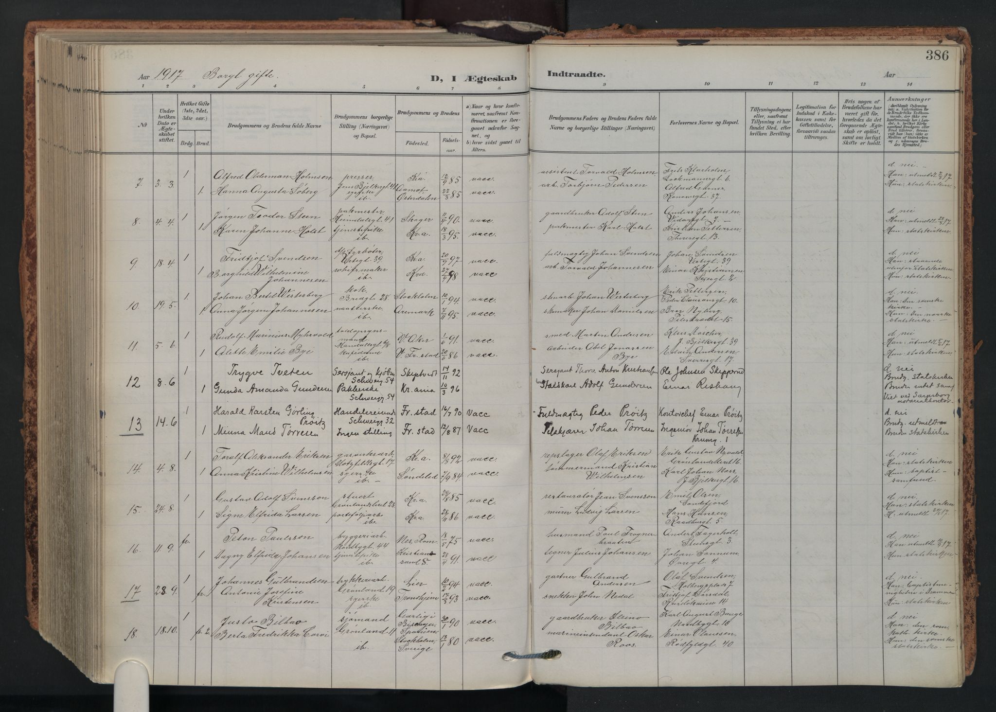 Grønland prestekontor Kirkebøker, SAO/A-10848/F/Fa/L0017: Parish register (official) no. 17, 1906-1934, p. 386