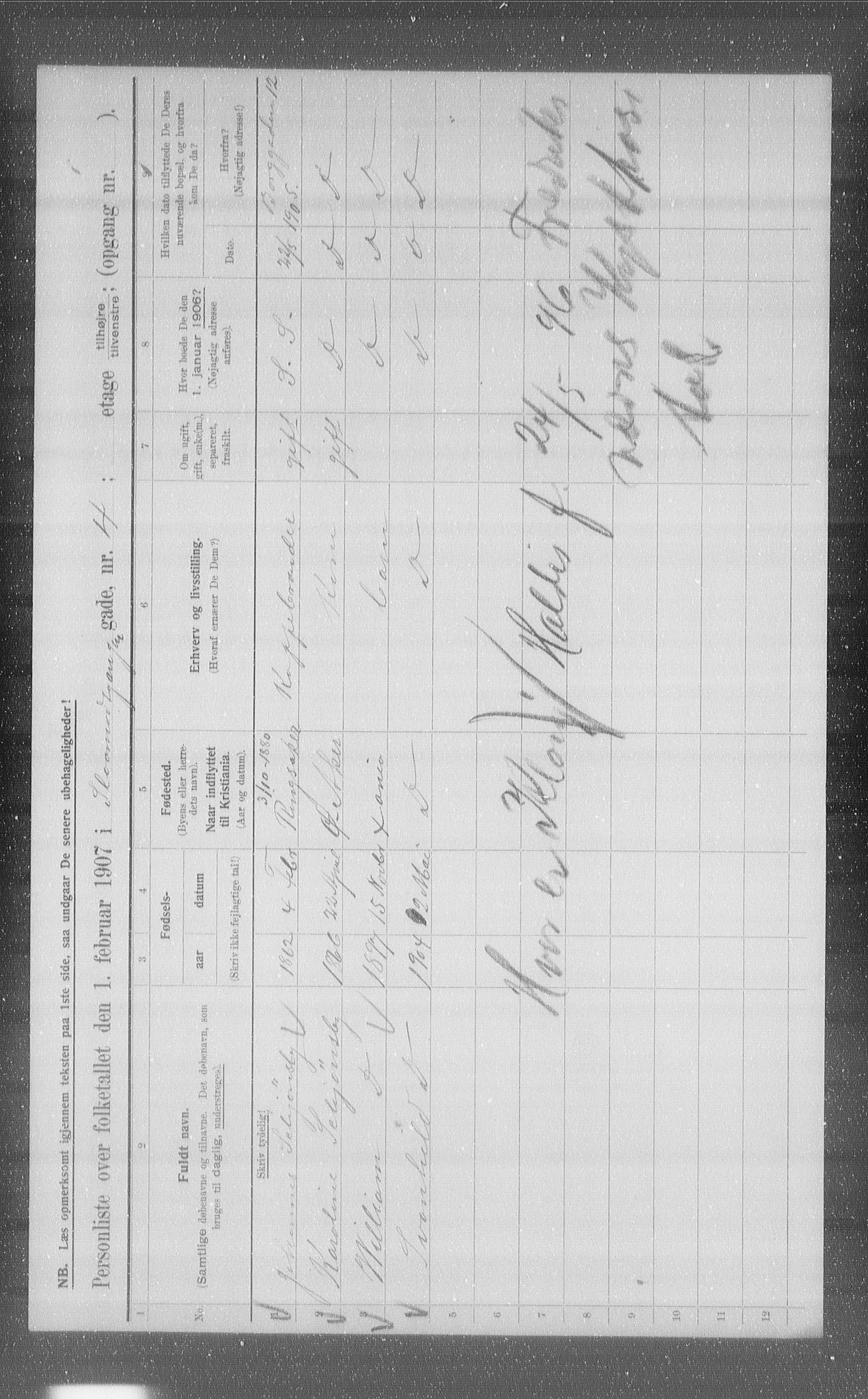 OBA, Municipal Census 1907 for Kristiania, 1907, p. 49498