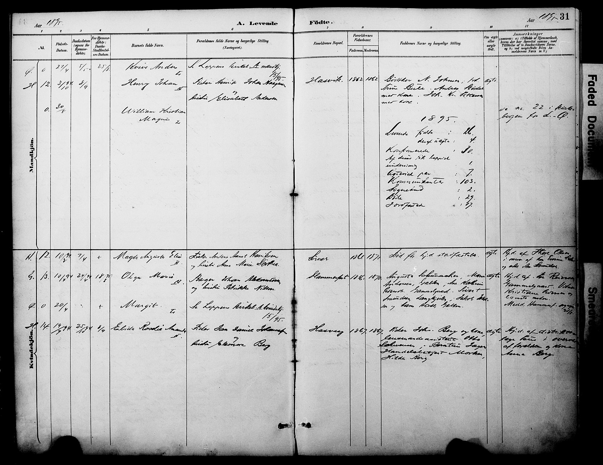Loppa sokneprestkontor, SATØ/S-1339/H/Ha/L0008kirke: Parish register (official) no. 8, 1889-1907, p. 31