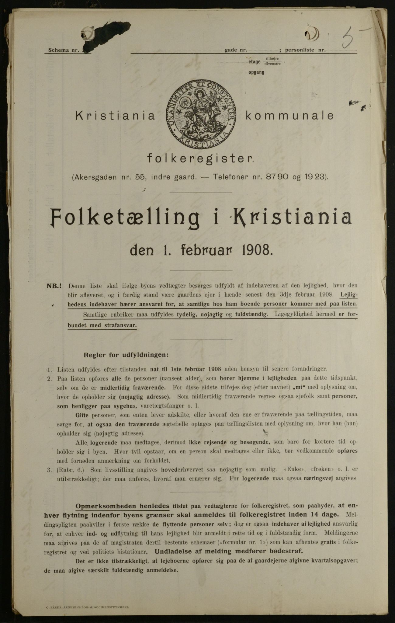 OBA, Municipal Census 1908 for Kristiania, 1908, p. 36451