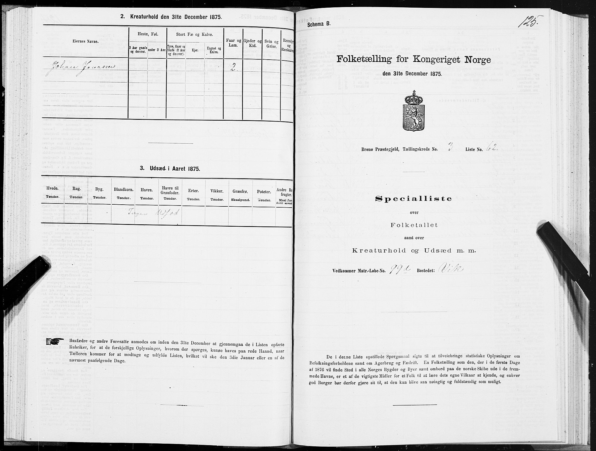 SAT, 1875 census for 1814P Brønnøy, 1875, p. 2125