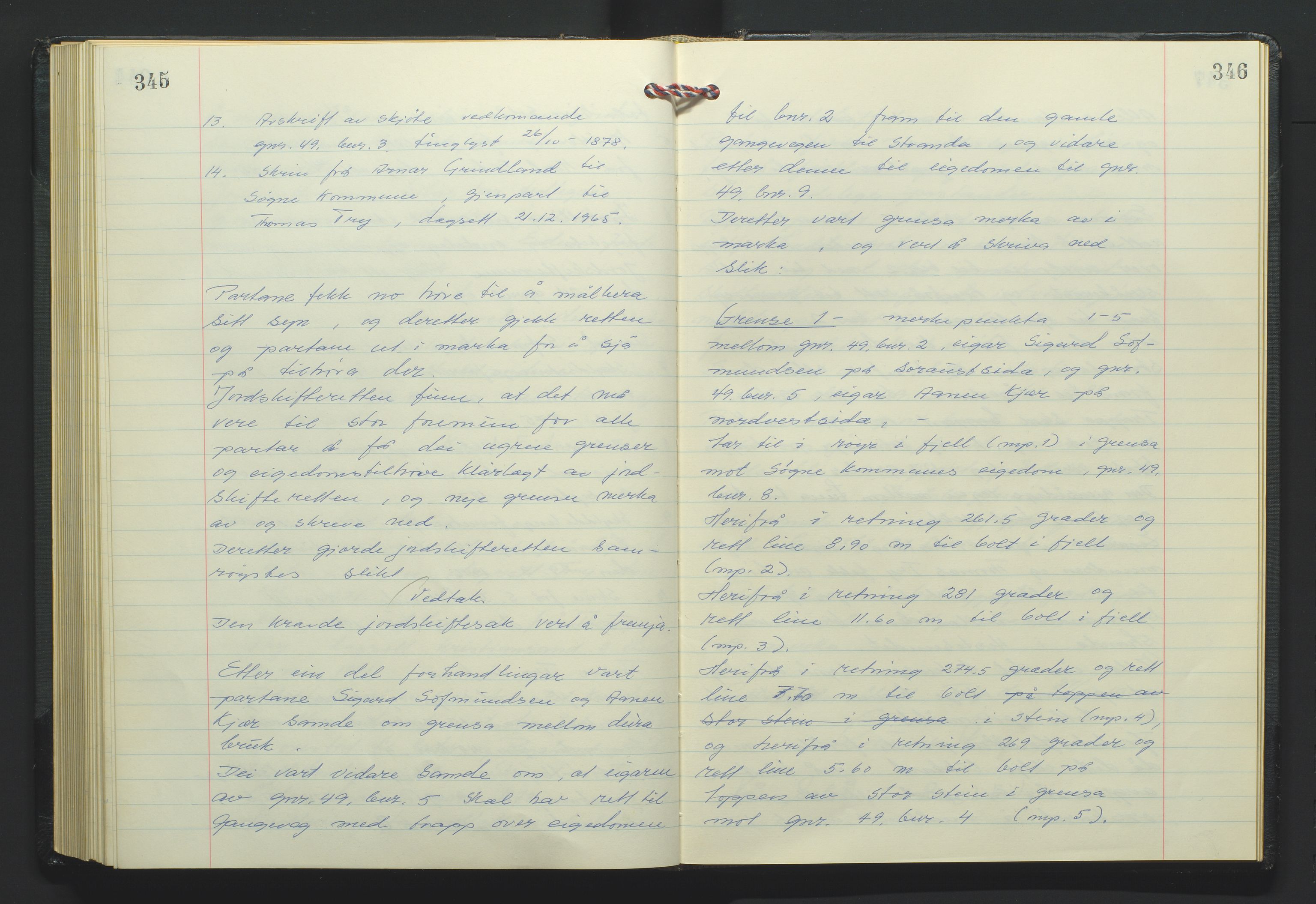 Marnar jordskifterett, AV/SAK-1541-0006/F/Fa/L0004: Jordskifterettsbok Kristiansand domssokn (Kr4), 1969-1974, p. 345-346